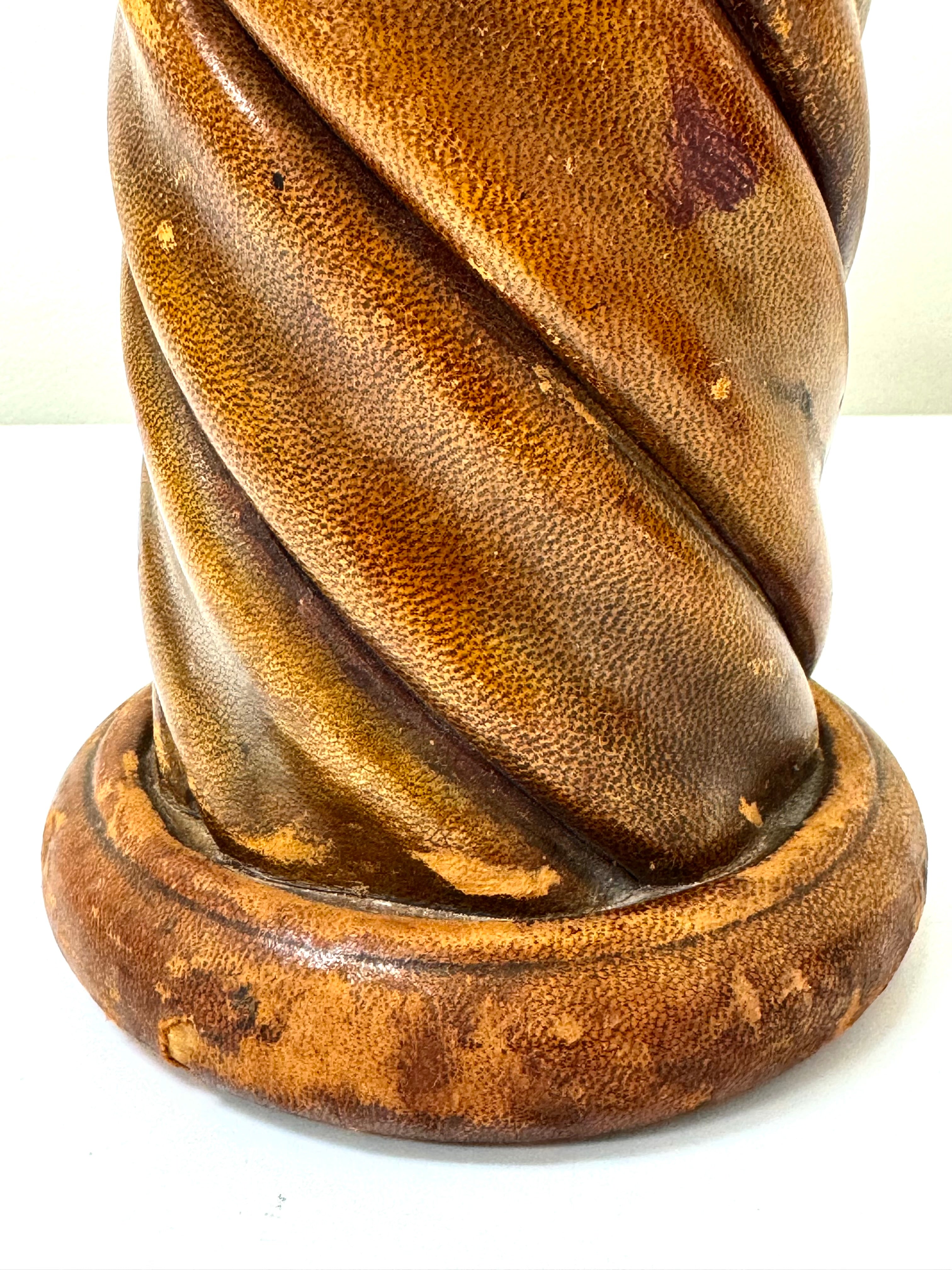 Worn Leather Spiral Lamp