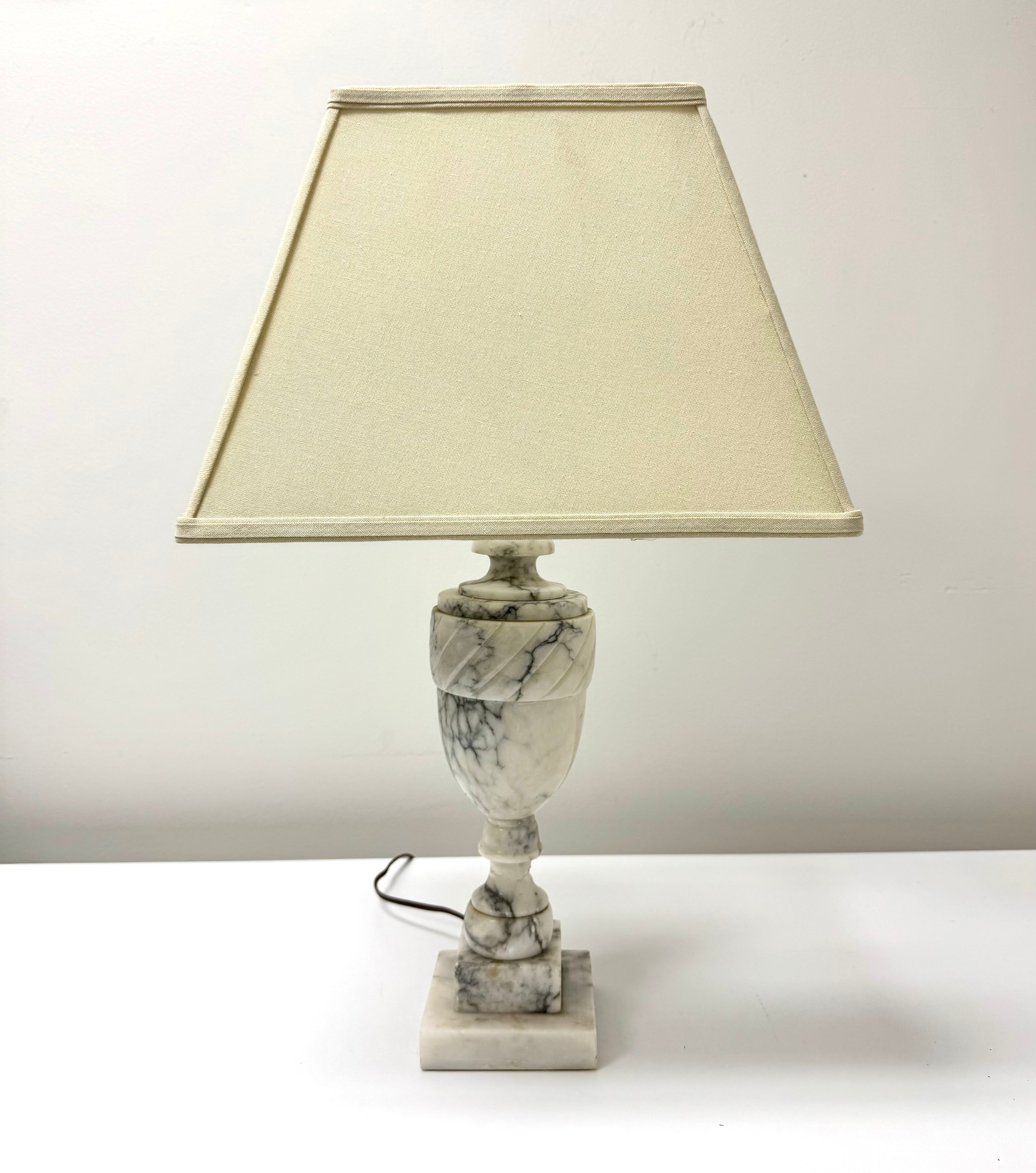 White Marble Neo-Classical Urn Lamp