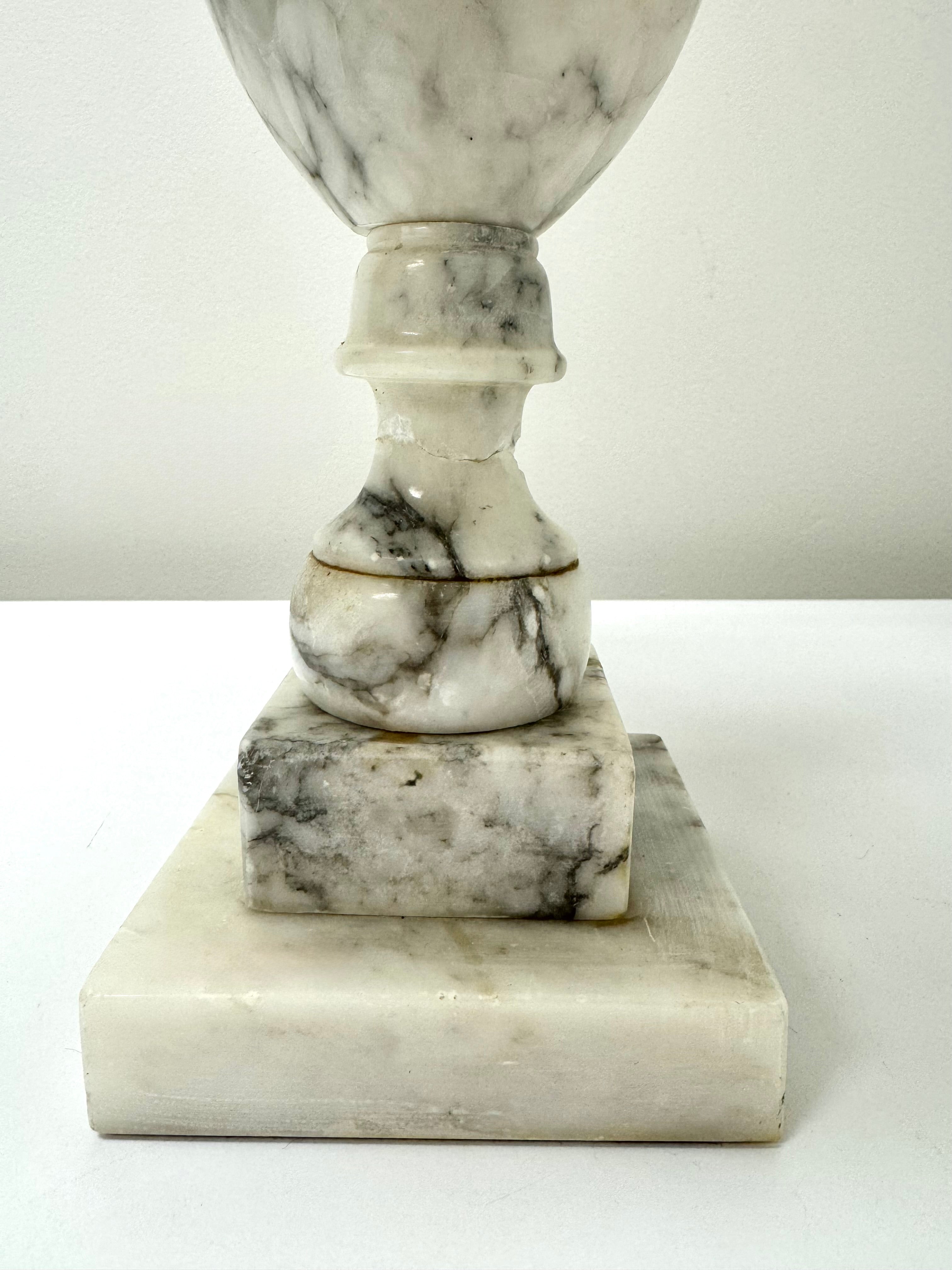 White Marble Neo-Classical Urn Lamp