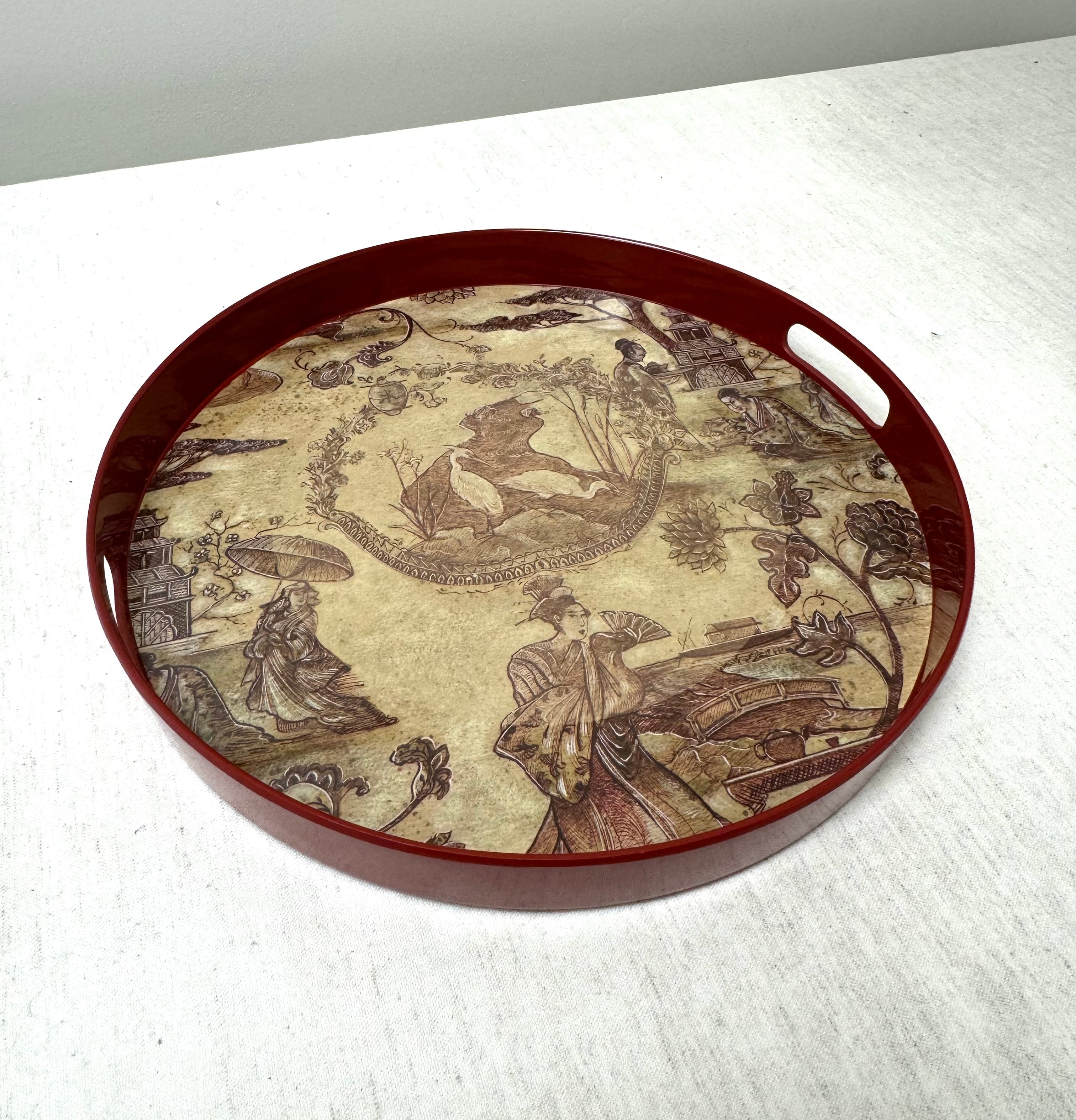 Red Chinoiserie Tray
