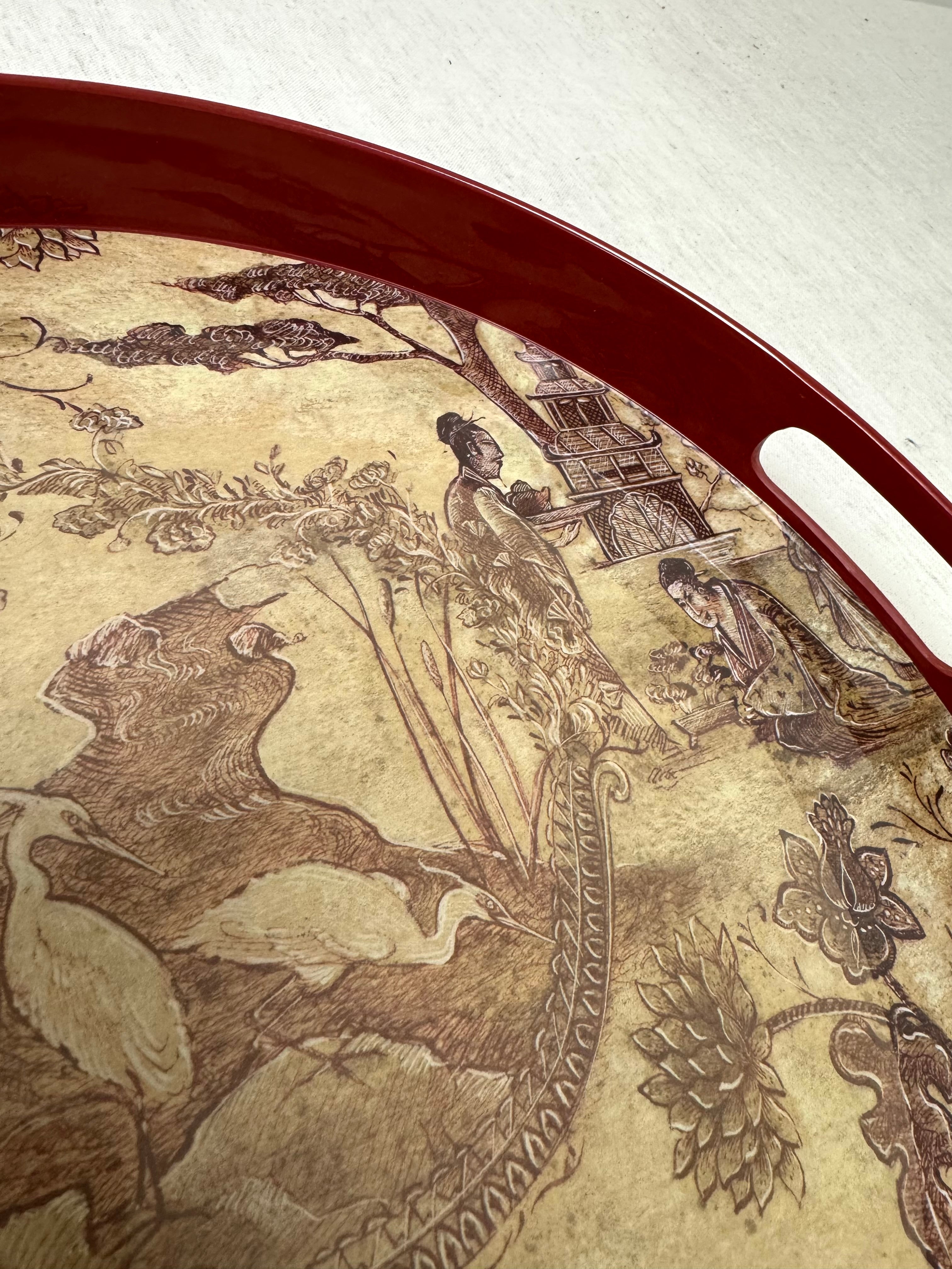 Red Chinoiserie Tray