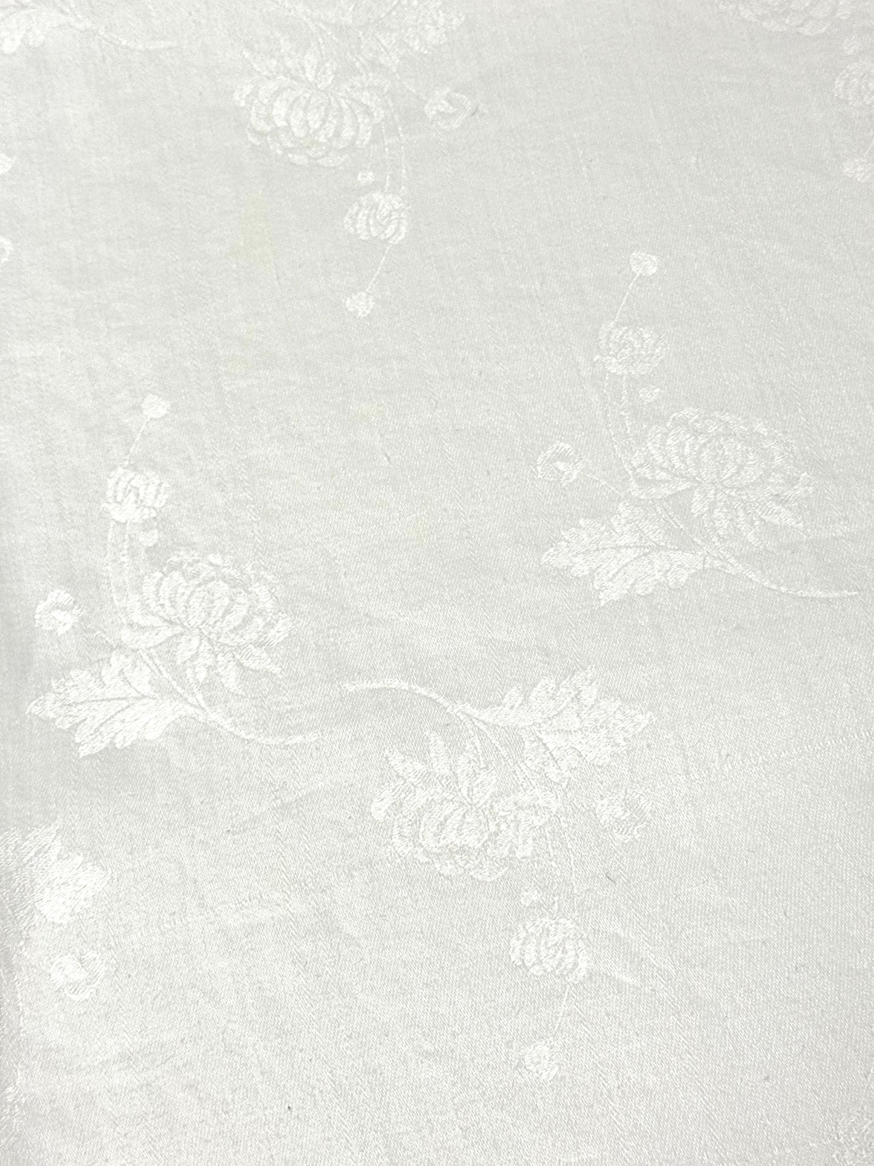 Vintage Floral Vine White Damask 52" x 66" Tablecloth
