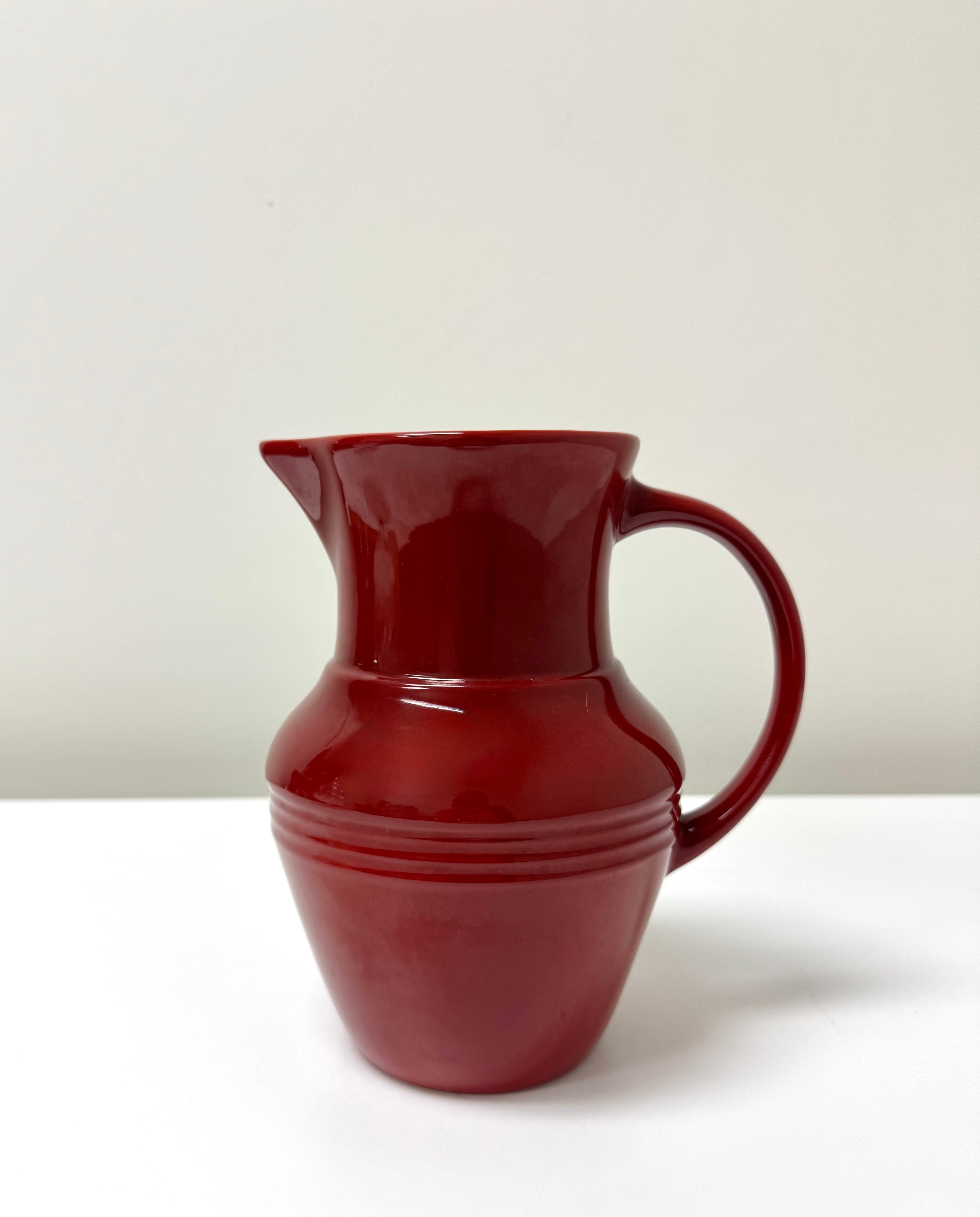 Deep Red Ceramic Pitcher
