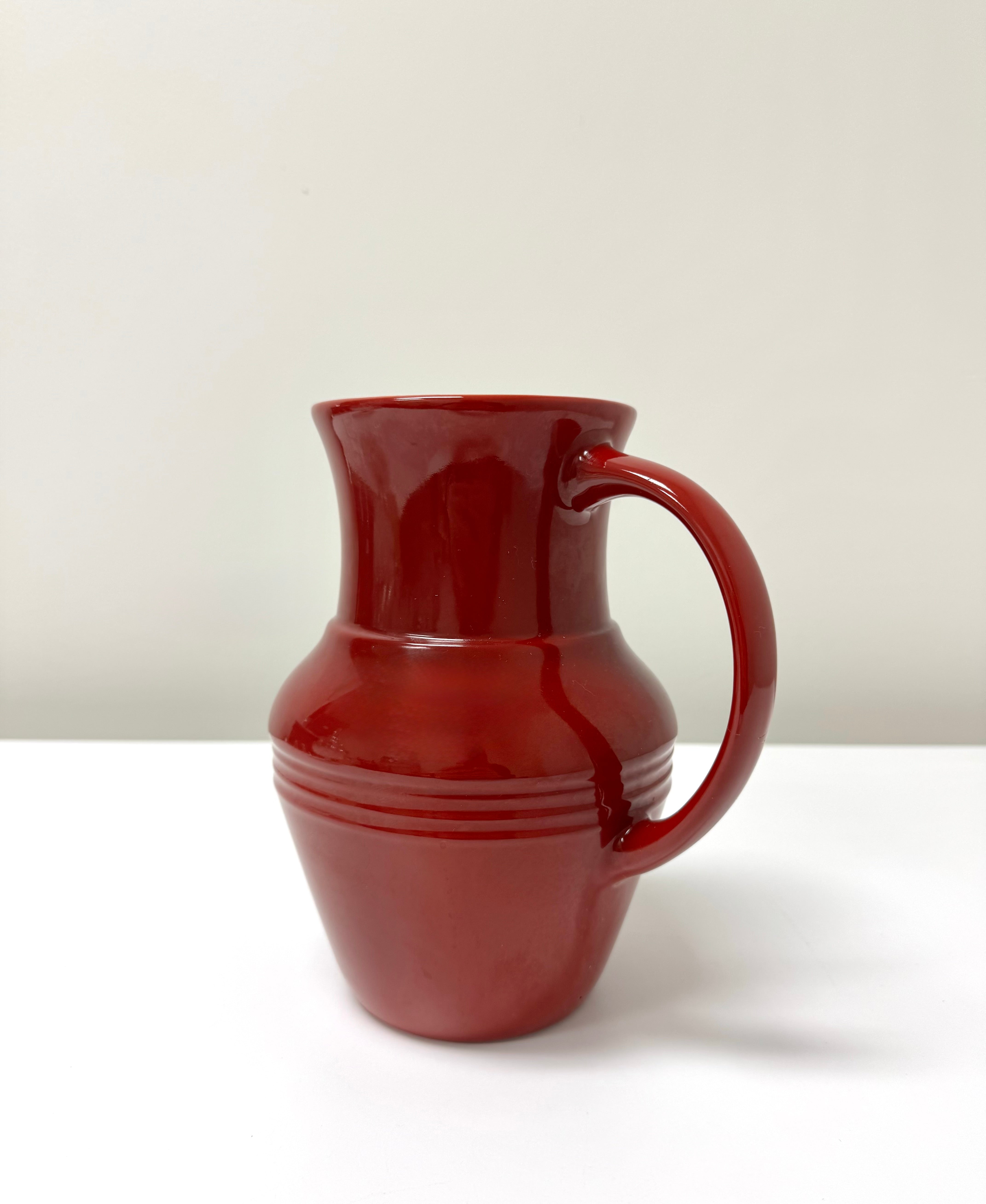 Deep Red Ceramic Pitcher