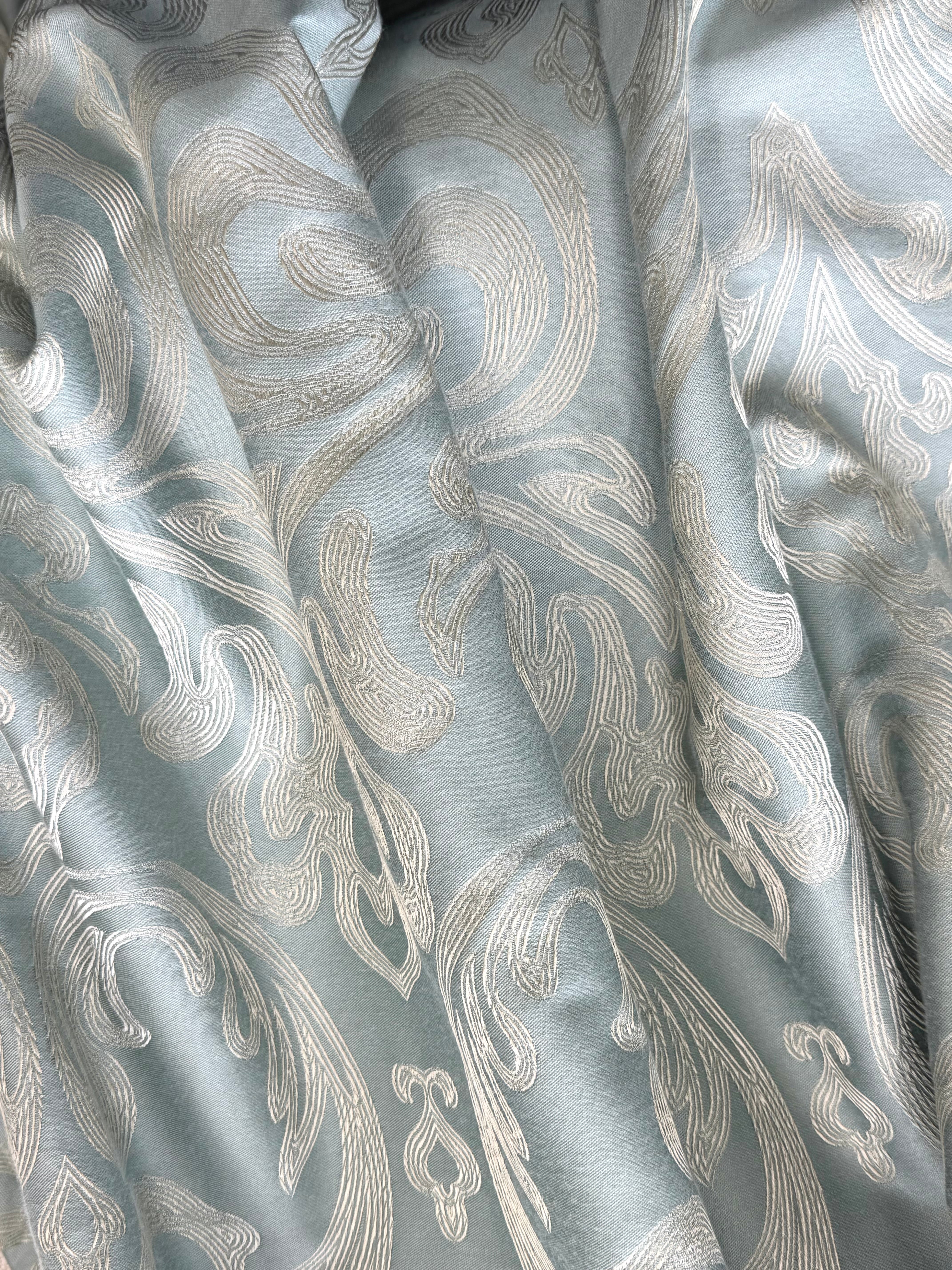 Palladian Blue Jacquard 96" Drapery Panels Set of 2