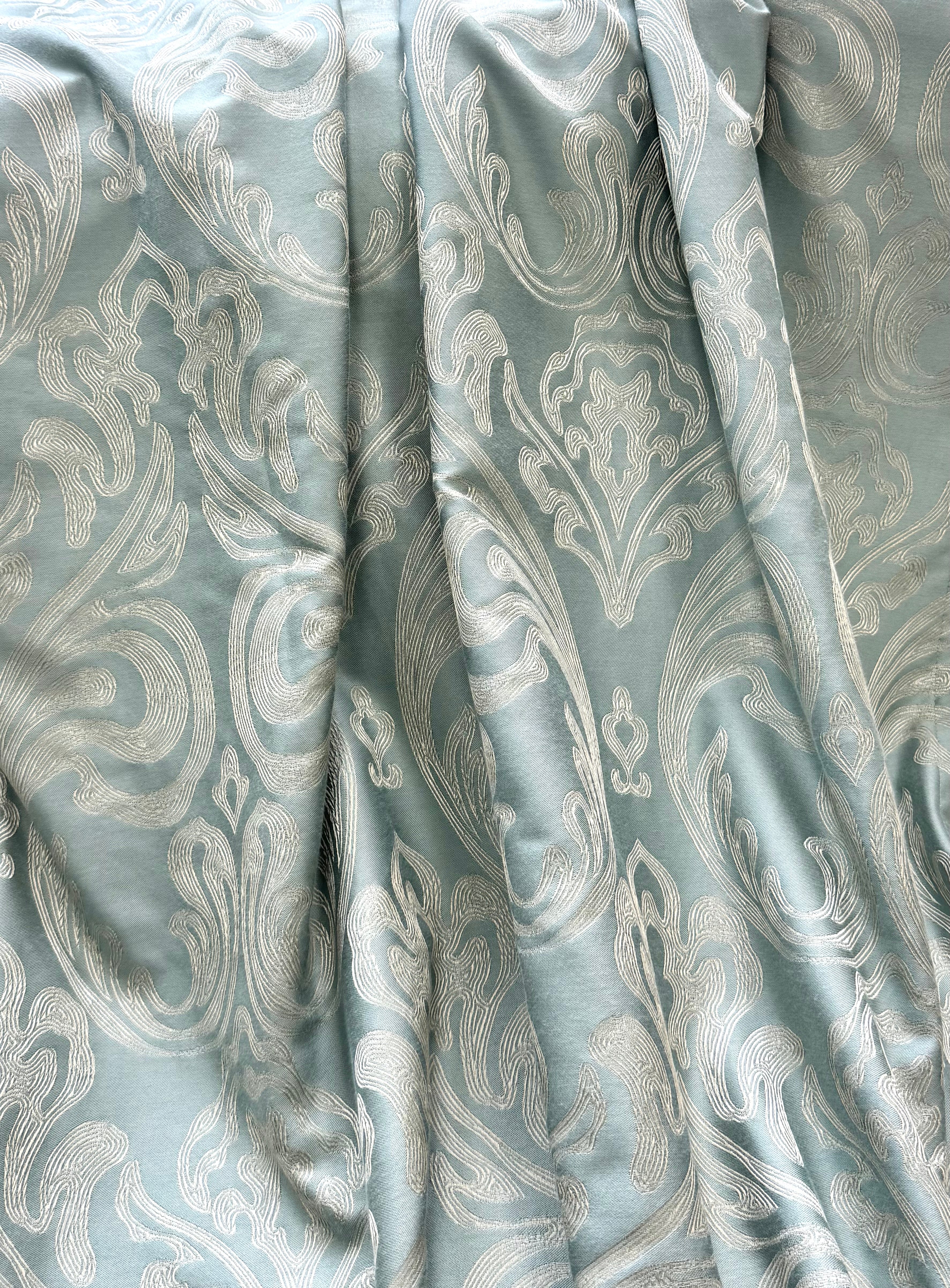 Palladian Blue Jacquard 96" Drapery Panels Set of 2
