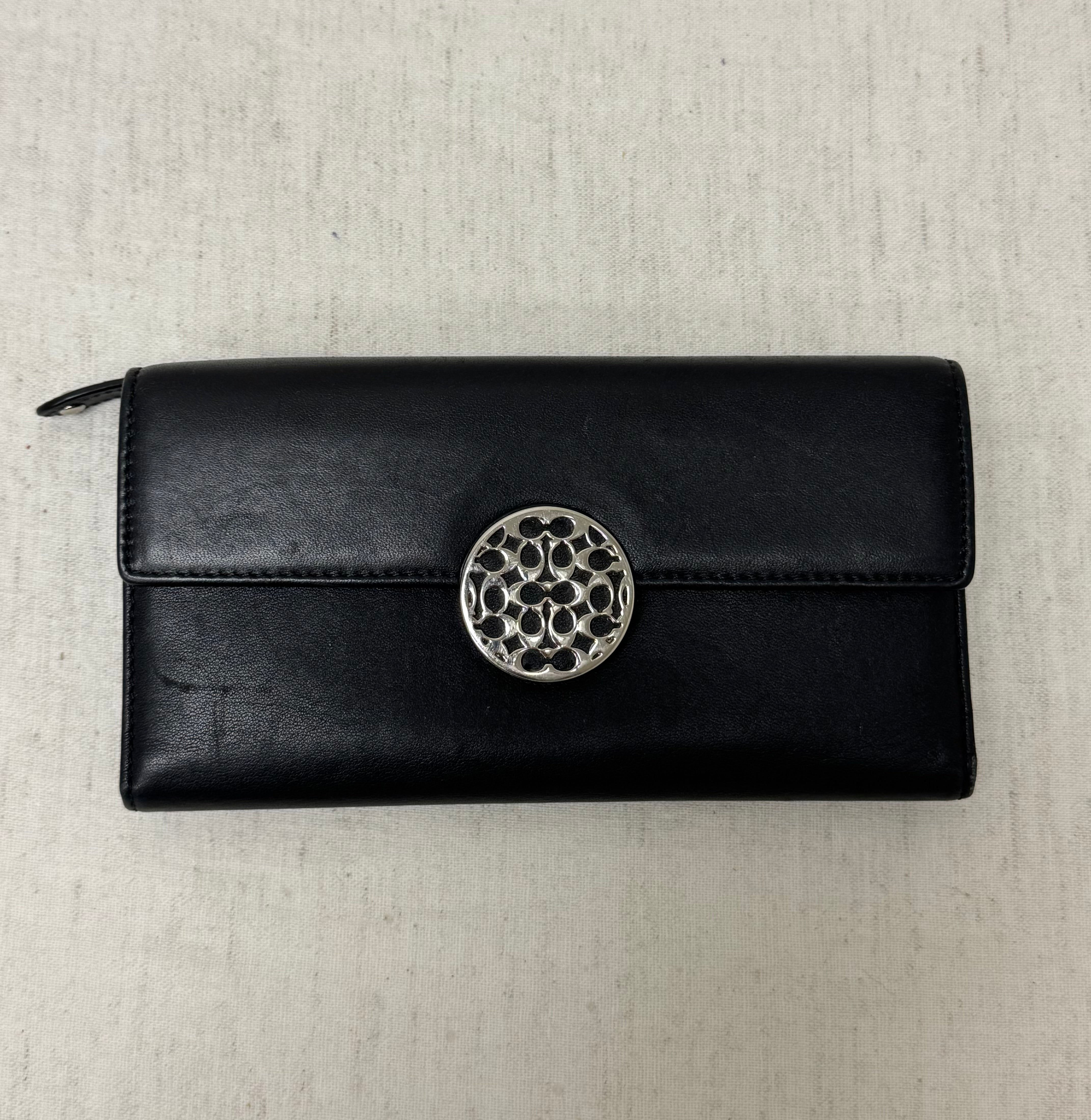 COACH 'Alexandra Slim' Black Leather Wallet