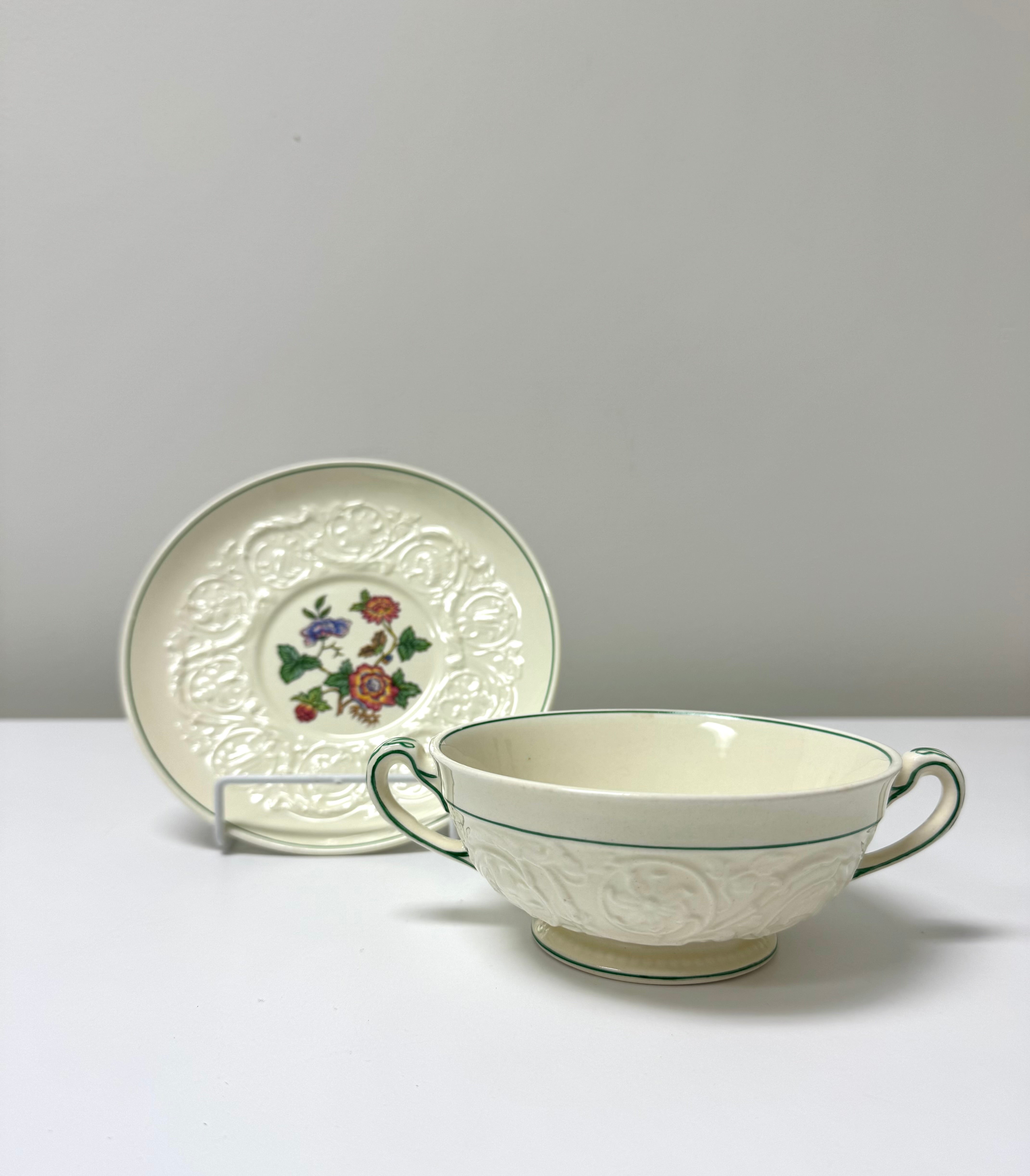 WEDGWOOD 'Tapestry' Cream Soup Bowl & Plate