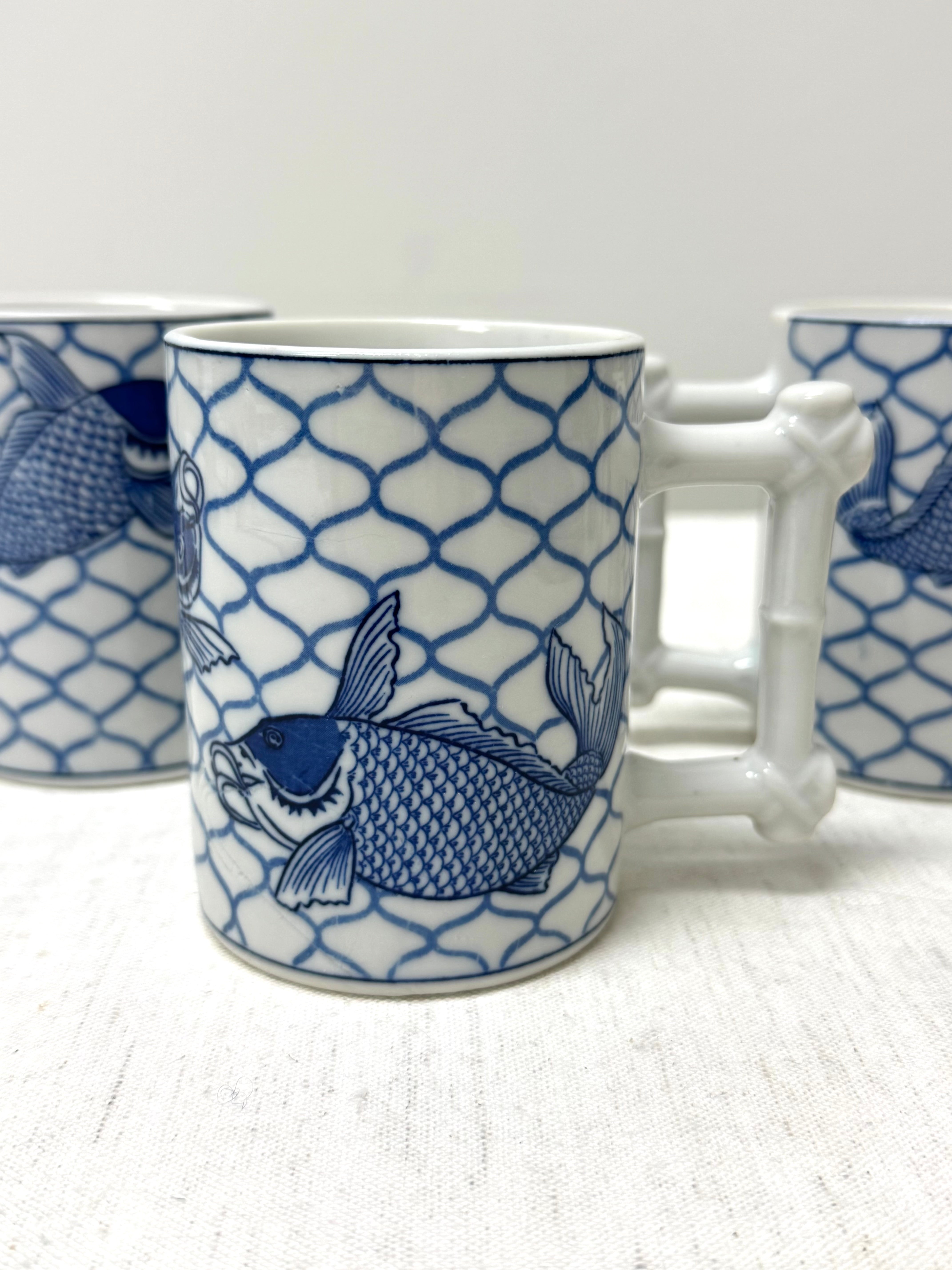 Vintage NANCY GETZ 'Koi' Mugs Set of 3