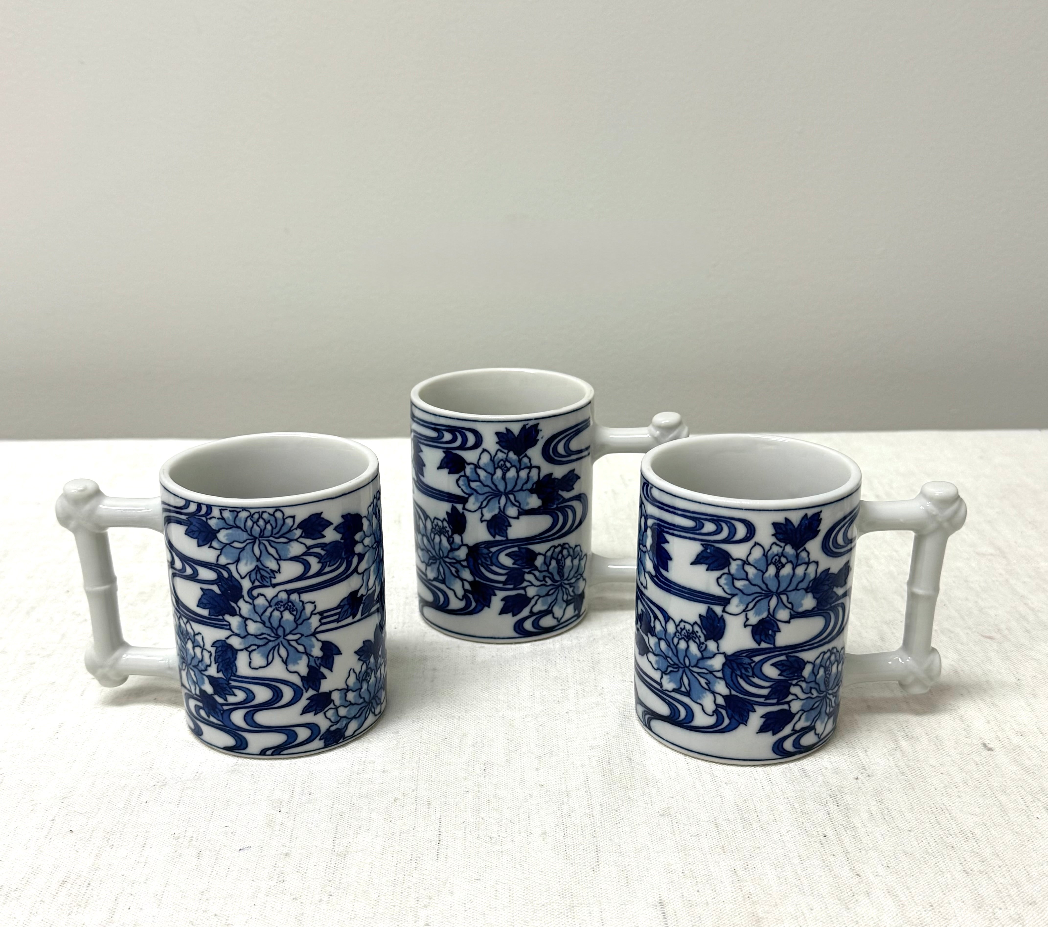 Vintage NANCY GETZ 'Lotus' Mugs Set of 3