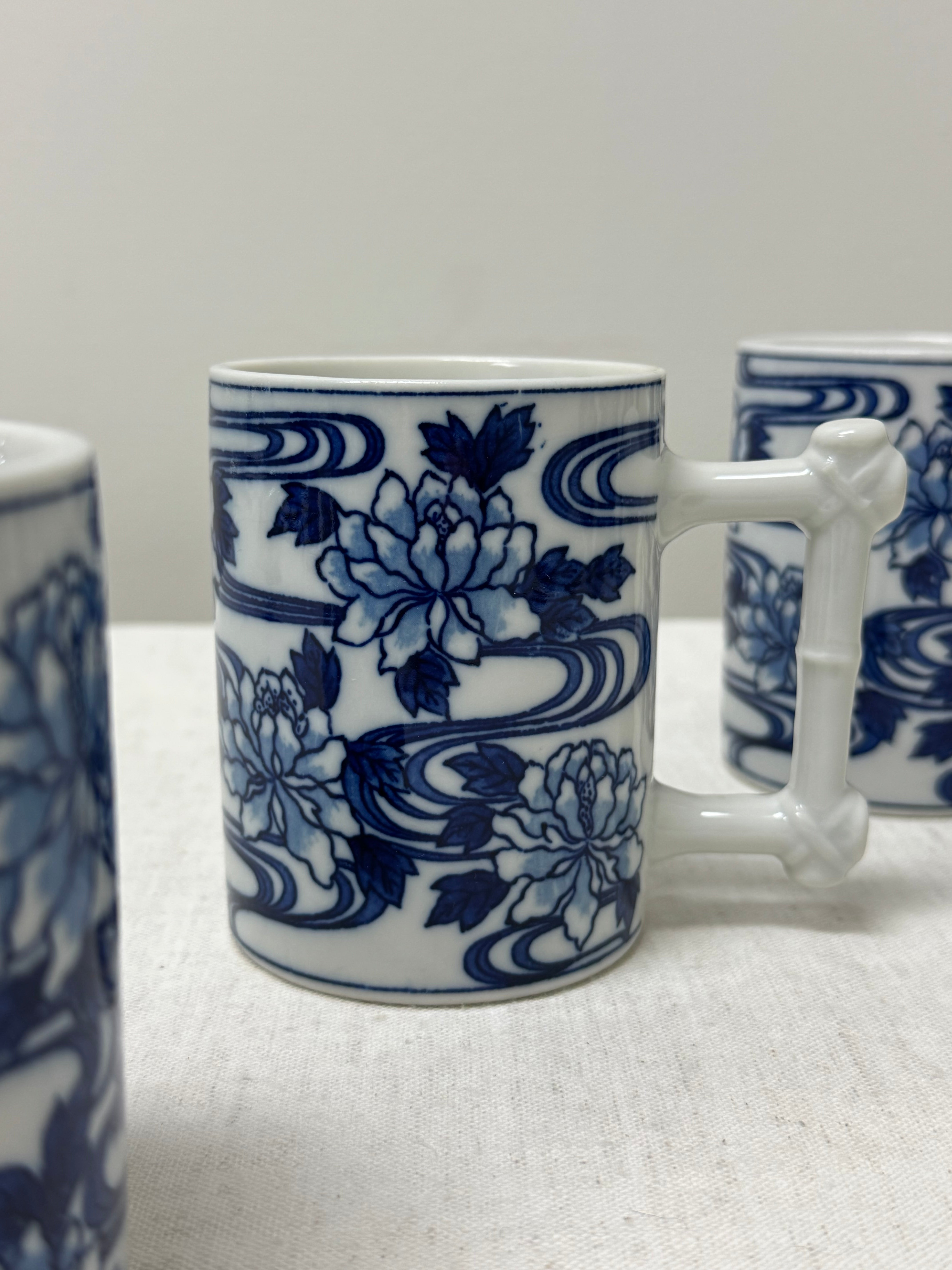 Vintage NANCY GETZ 'Lotus' Mugs Set of 3