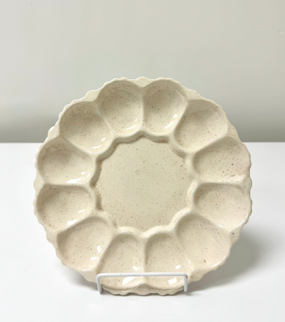 Cream Speckle Glaze Deviled Egg Plate
