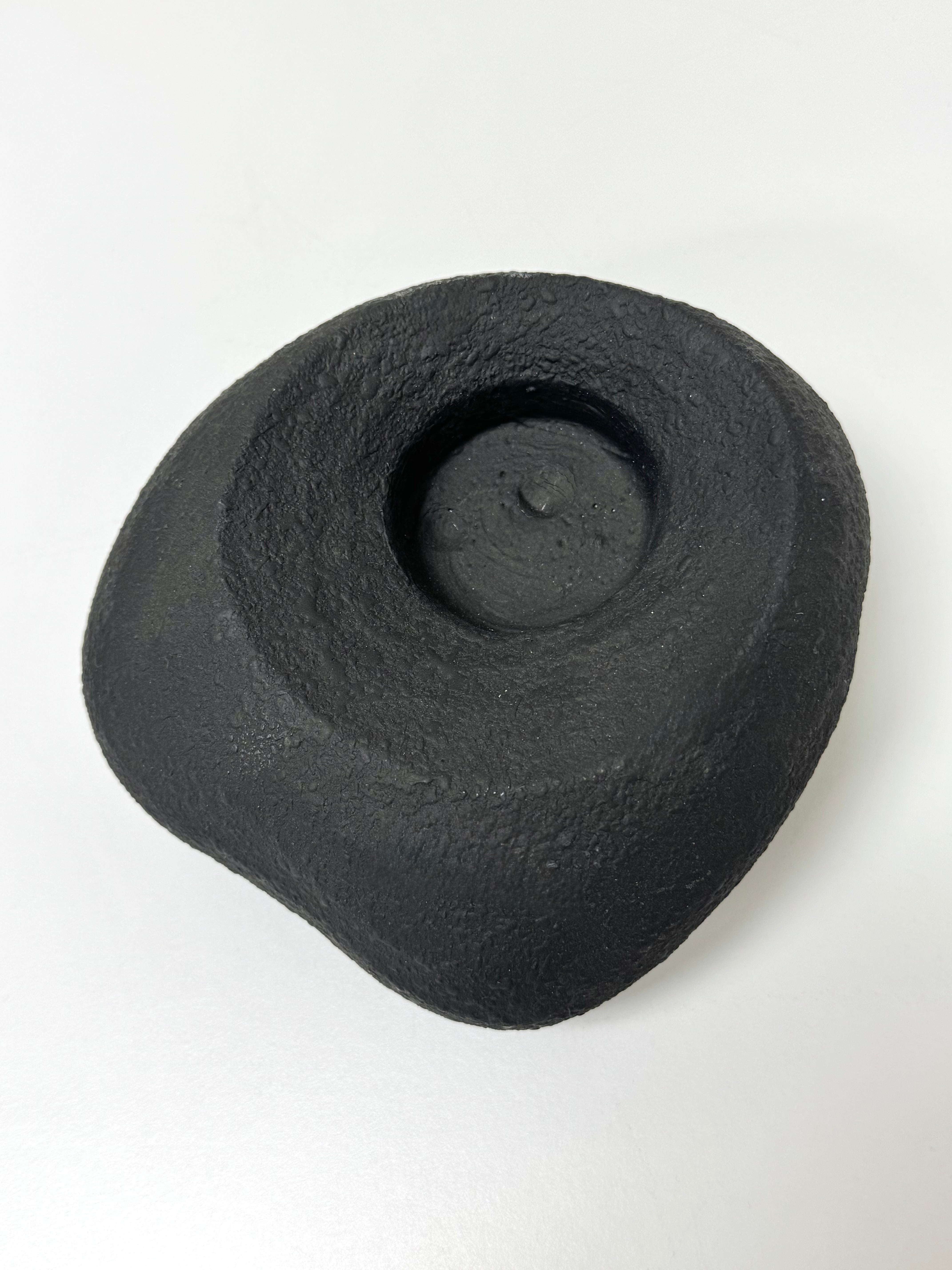 Matte Black Ceramic Organic Votive Holder