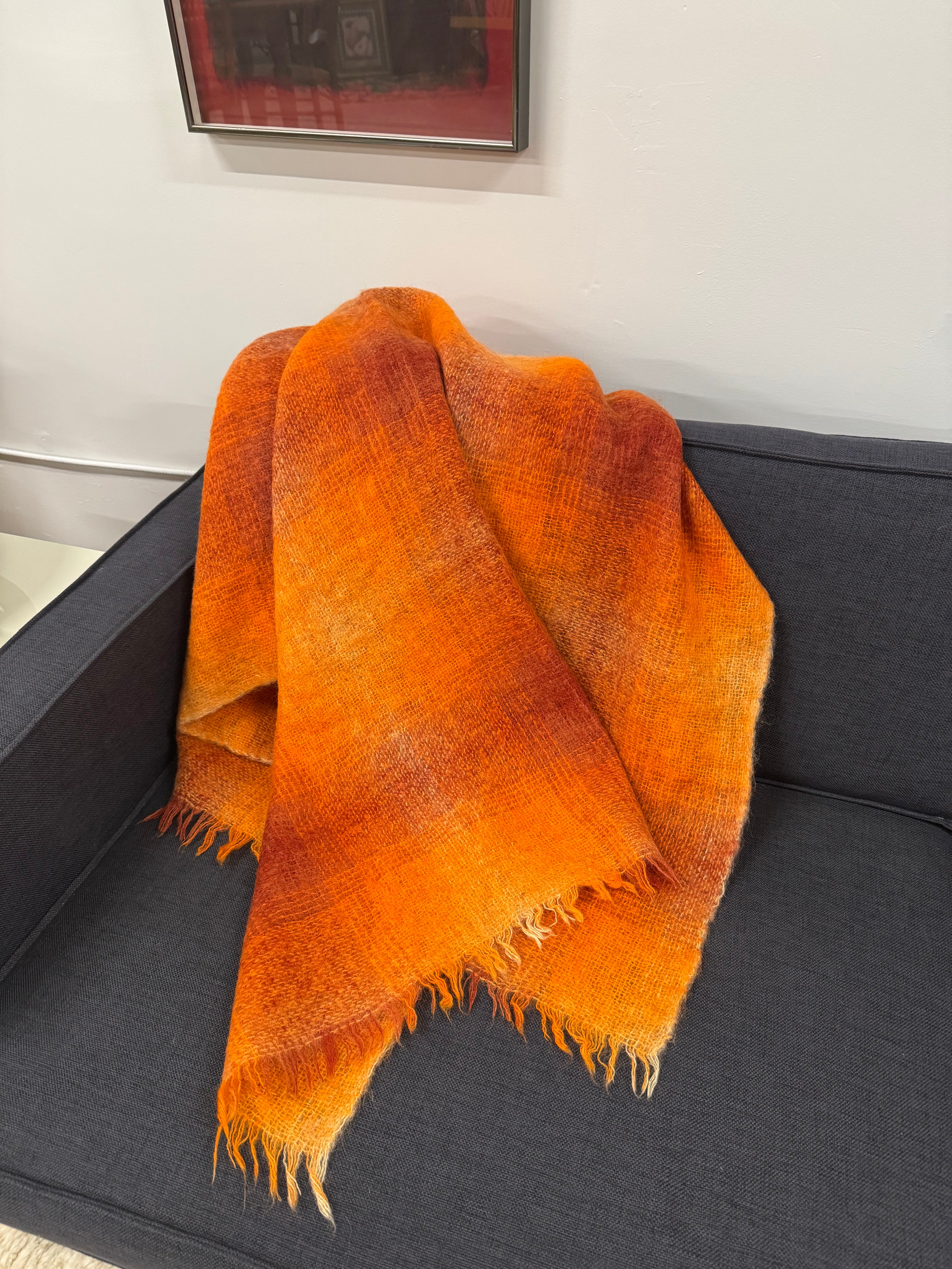 Vintage EATON'S Orange Fringed Throw