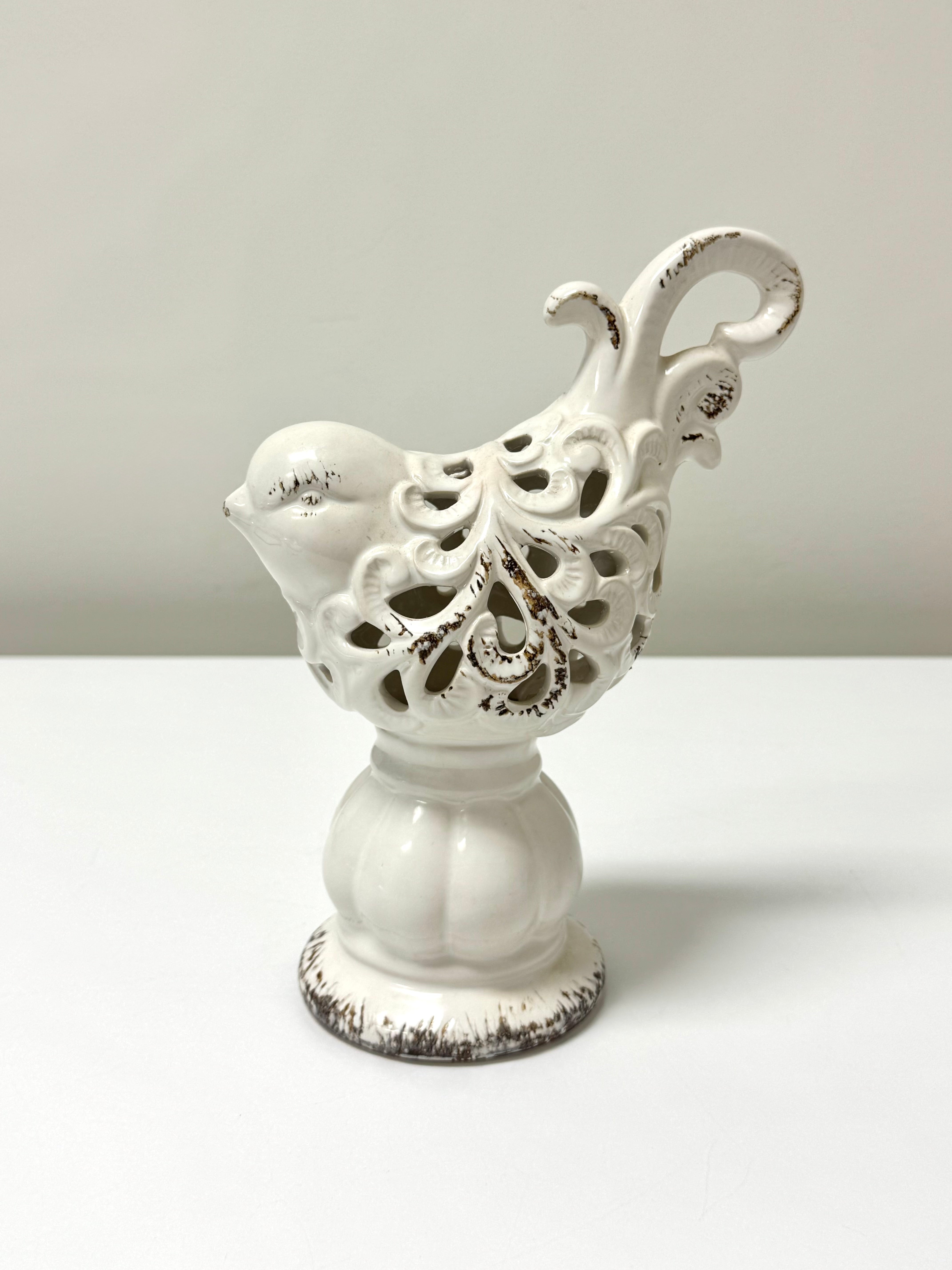 Distressed Cream Ceramic Bird
