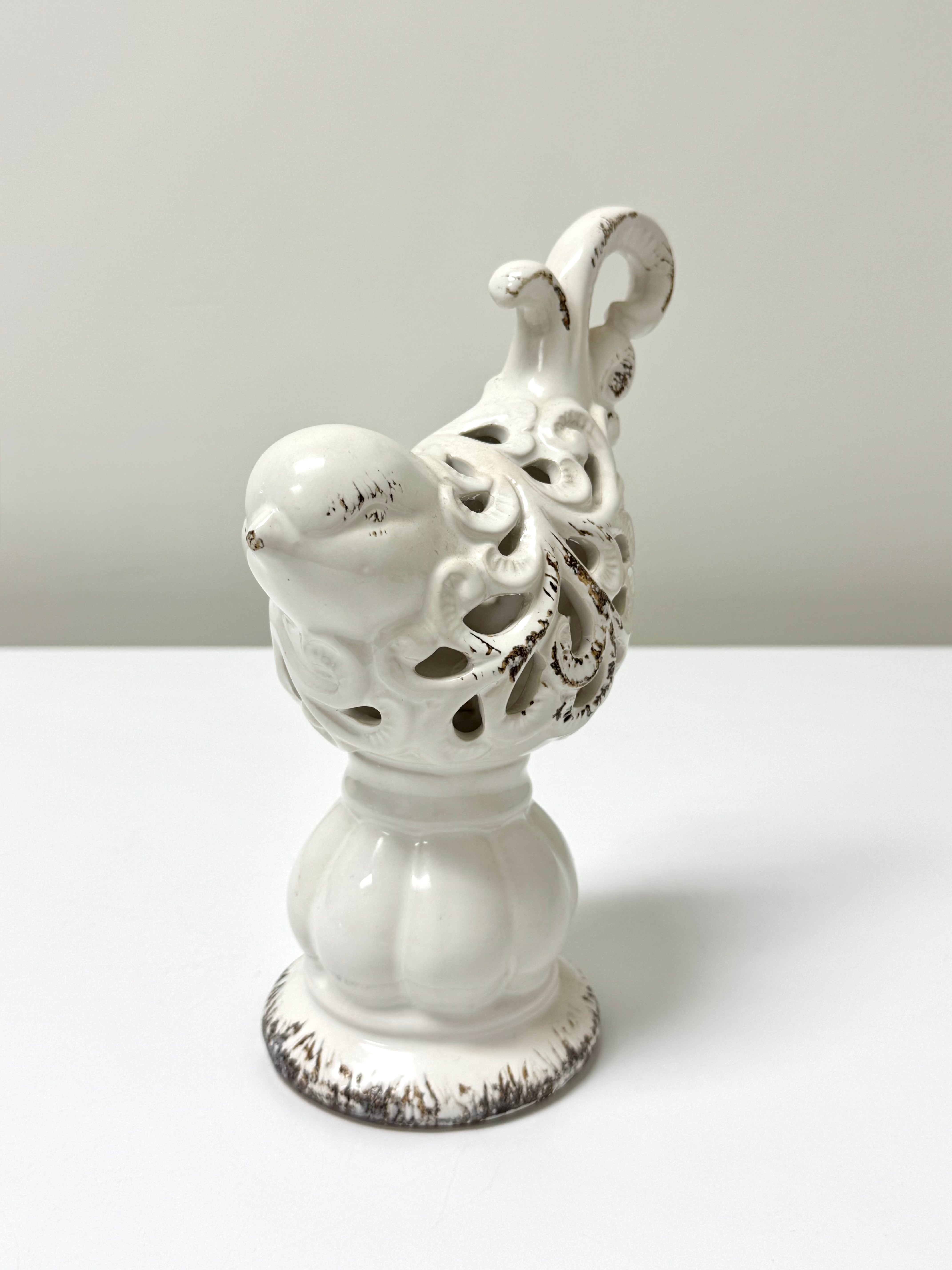 Distressed Cream Ceramic Bird