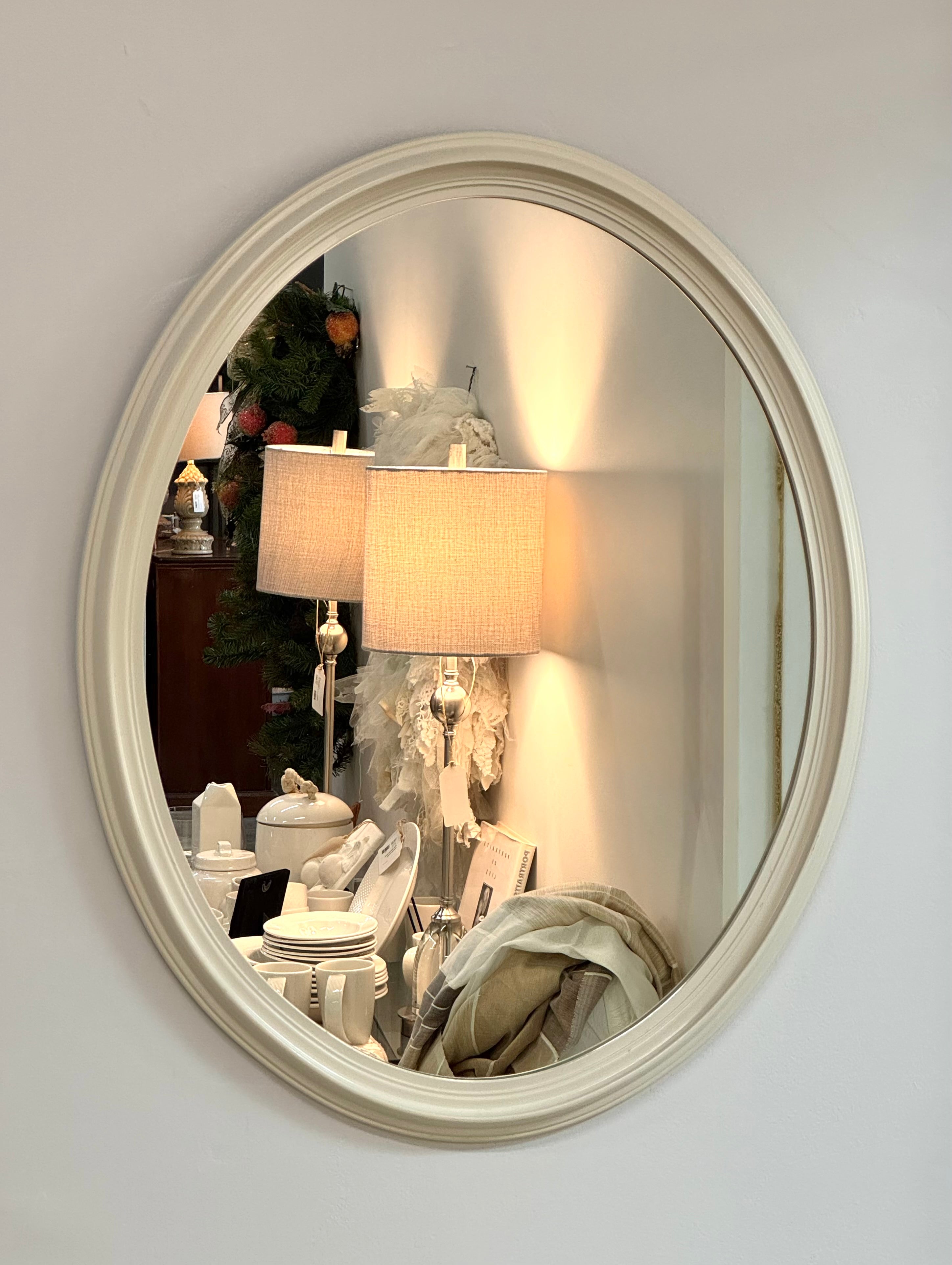 Cream Oval Mirror