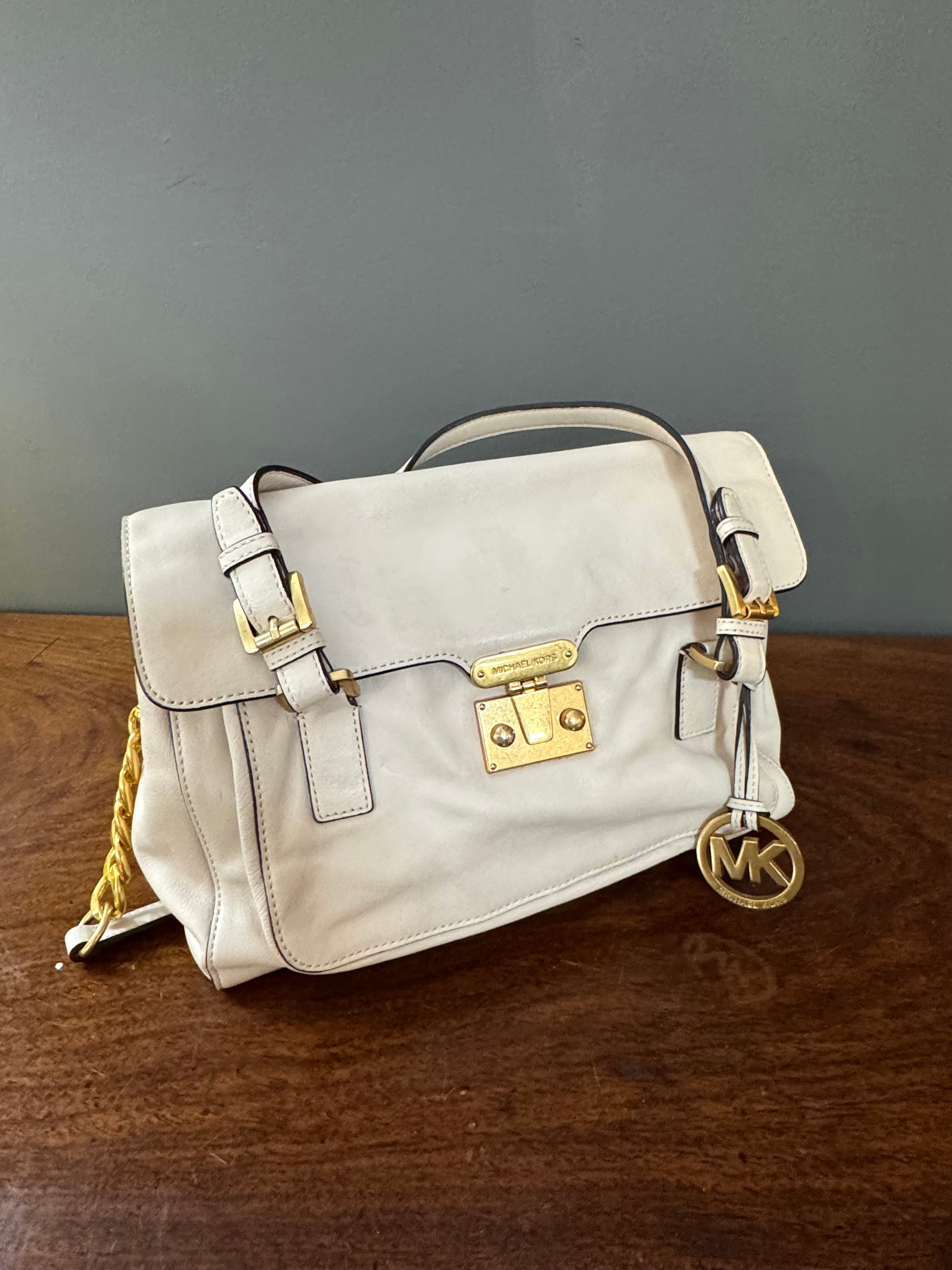 MICHAEL KORS 'Gosford' Ivory Glove-tanned Leather Shoulder Bag