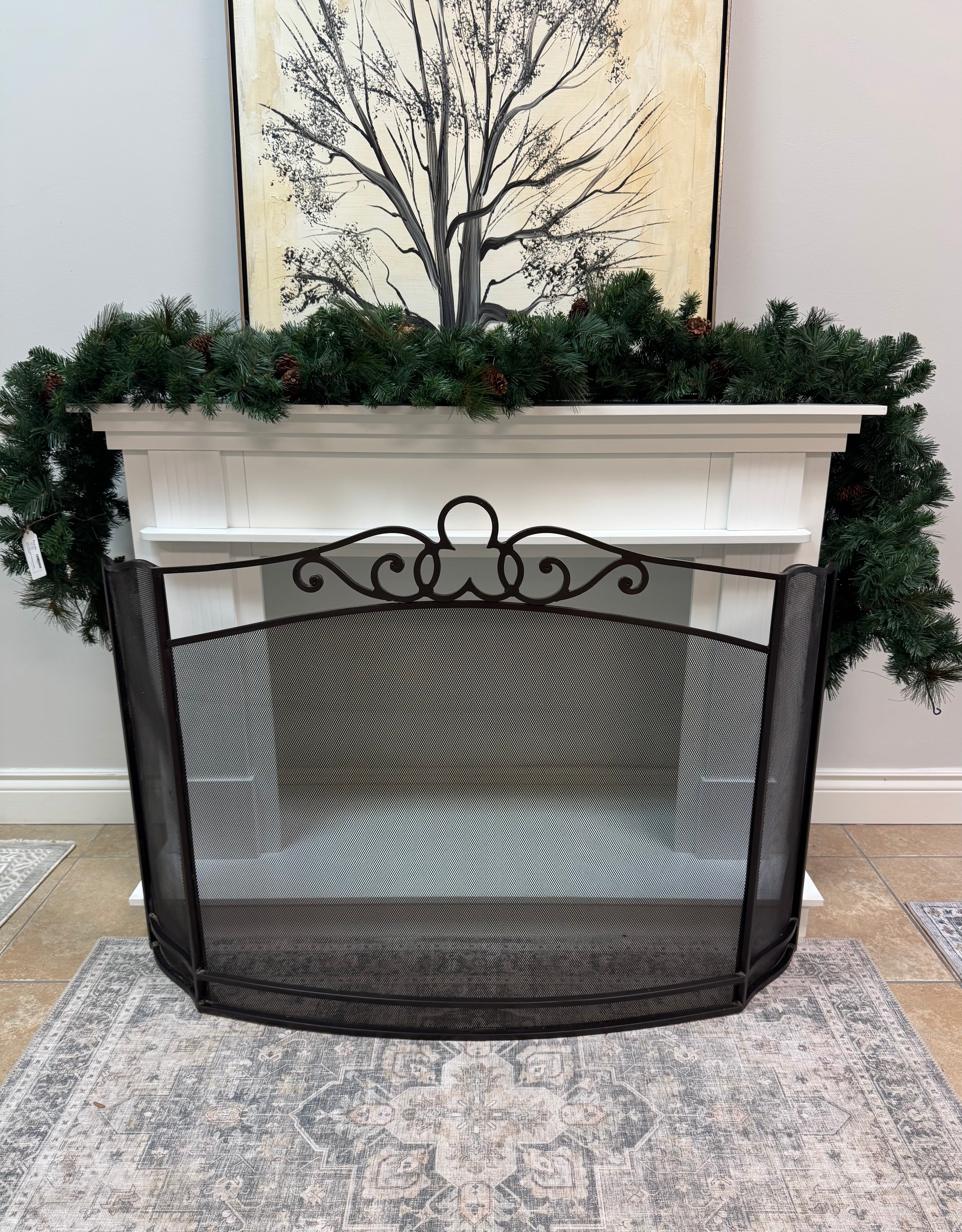 Black Iron Single-panel Firescreen