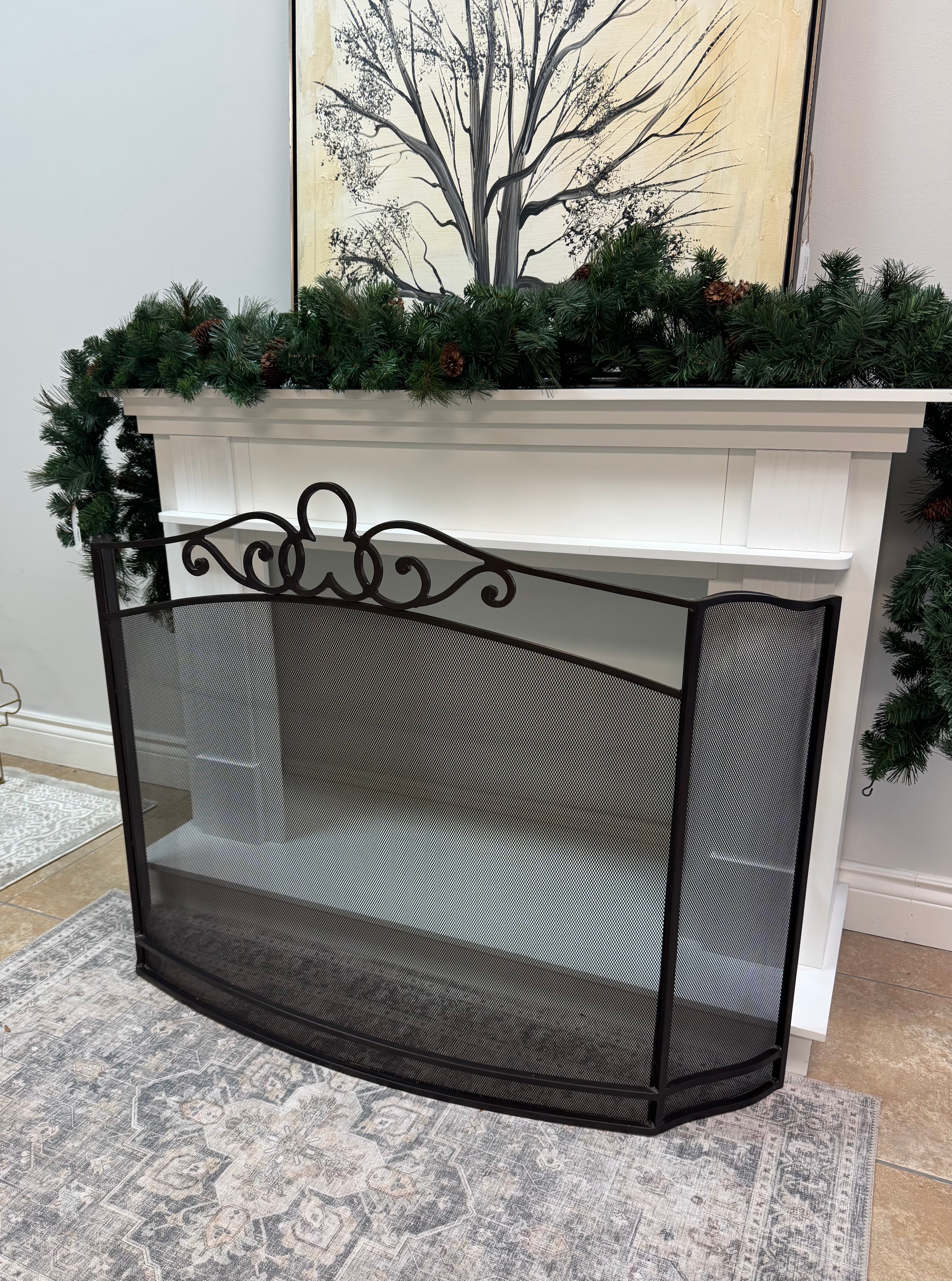 Black Iron Single-panel Firescreen