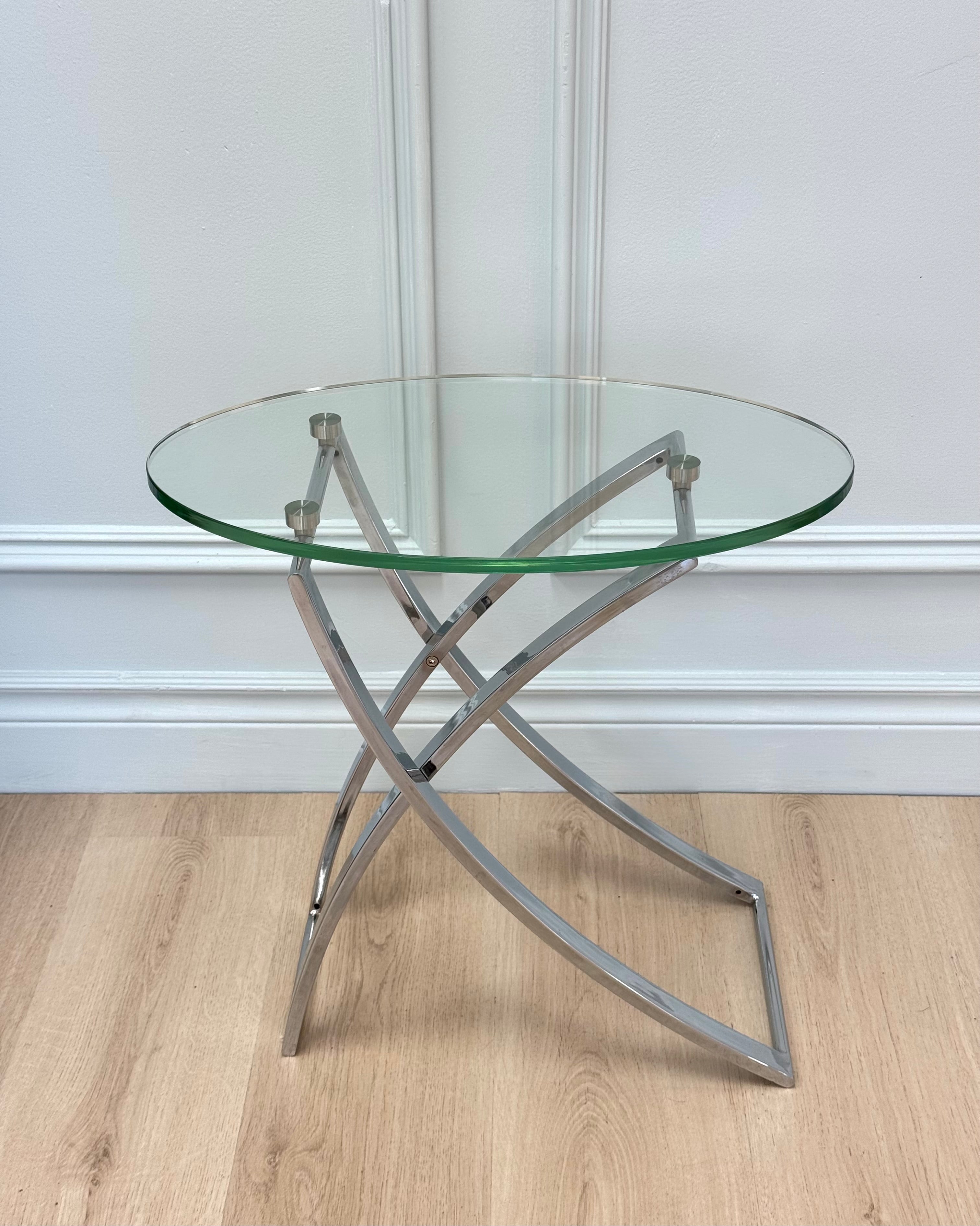 Chrome & Glass Ellipse Side Table
