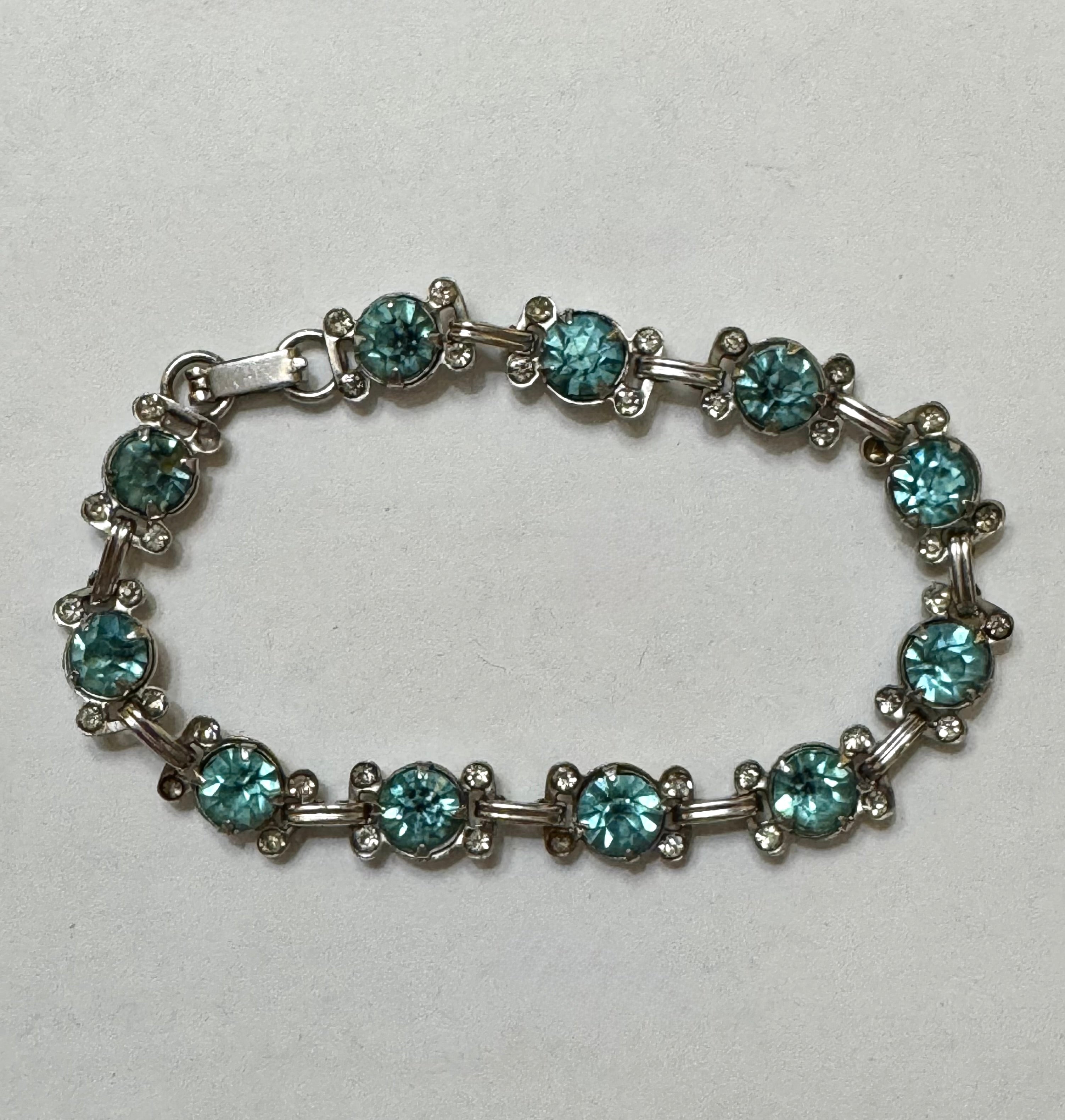 Vintage Silver Bracelet with Blue Stones