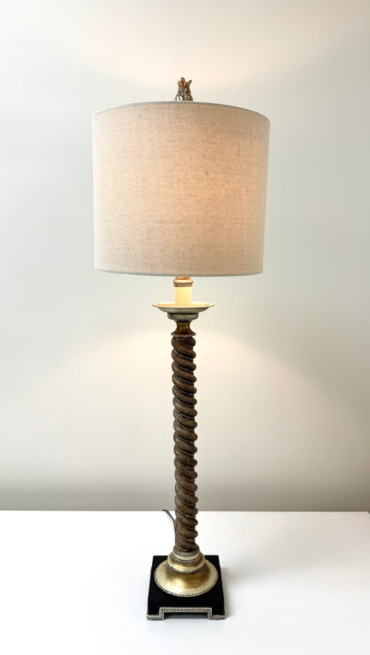 Old Silver Rope-twist Buffet Lamp