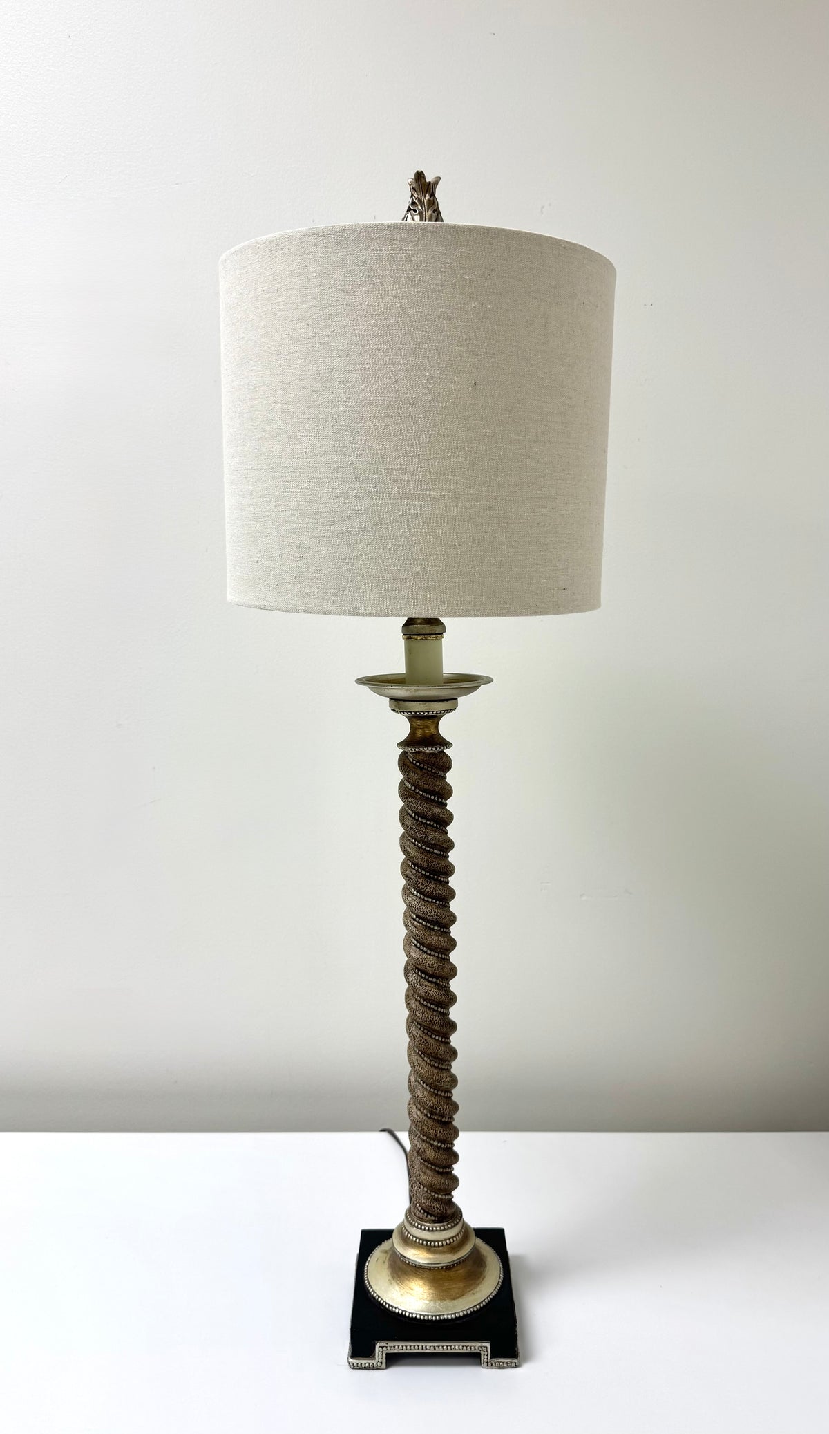 Old Silver Rope-twist Buffet Lamp