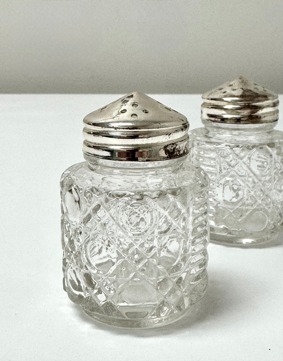 Vintage Cut Glass Salt & Pepper