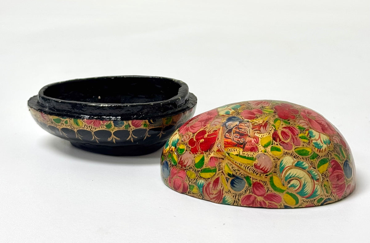 Hand-painted Red Floral Egg Trinket Box