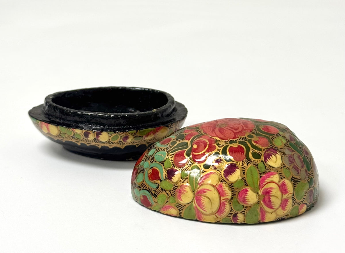 Hand-painted Red Floral Egg Trinket Box