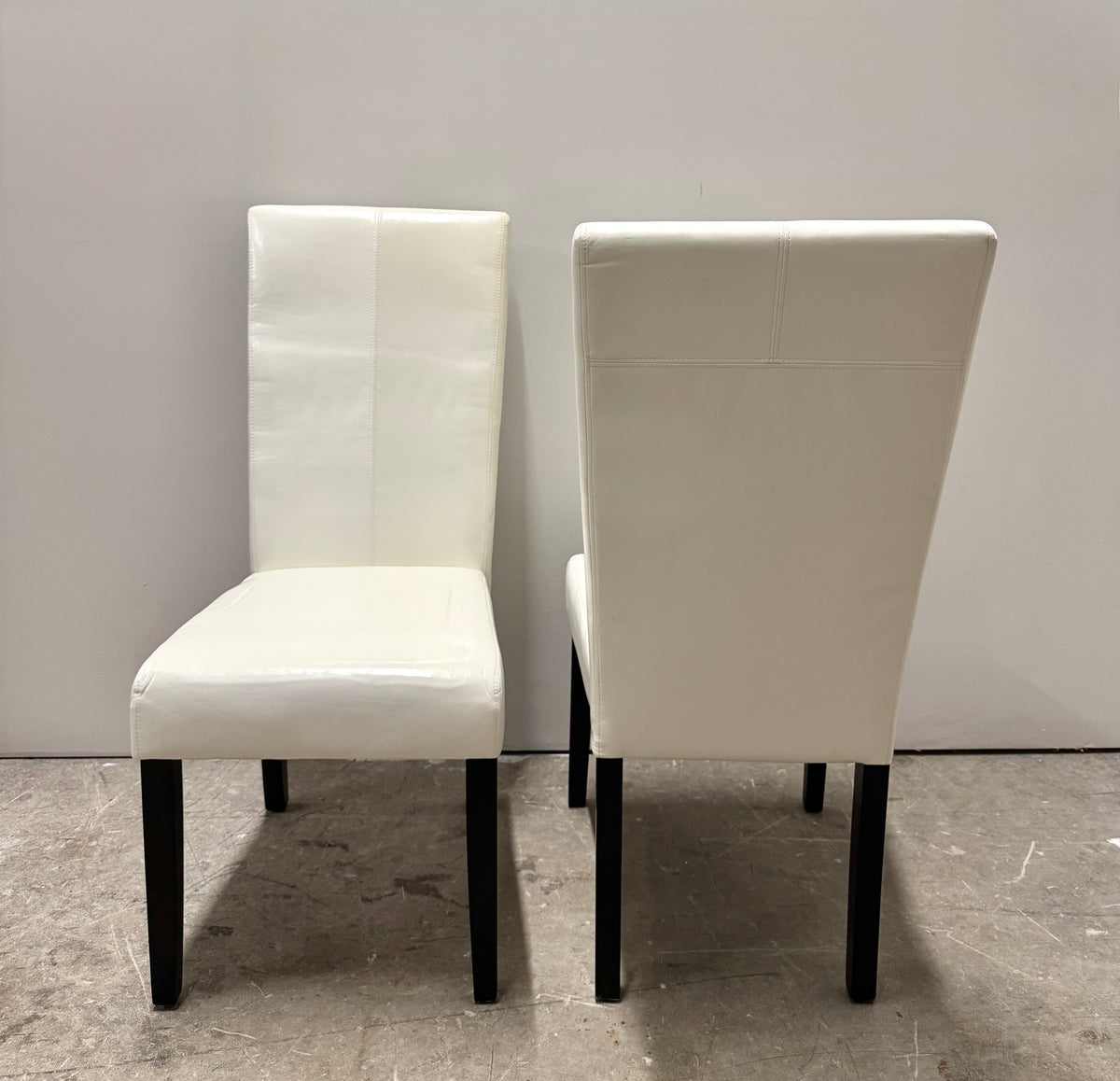 White Faux Leather Parsons Chairs Set of 2
