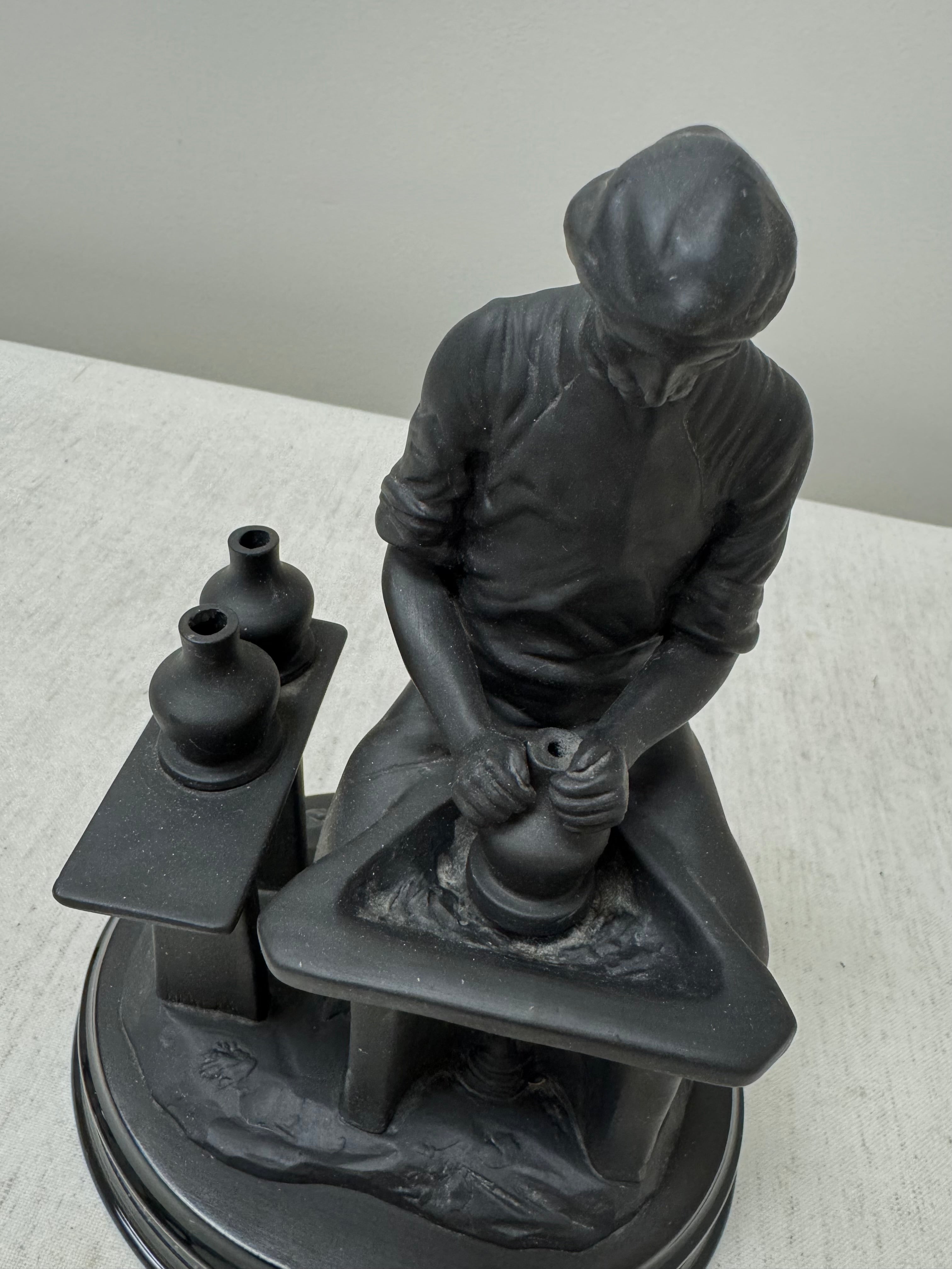 LIMITED EDITION WEDGWOOD 'The Potter' Black Basalt Figurine