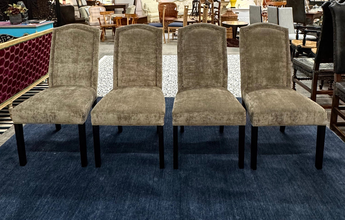 Taupe Textured Velvet Dining Chairs Set of 4