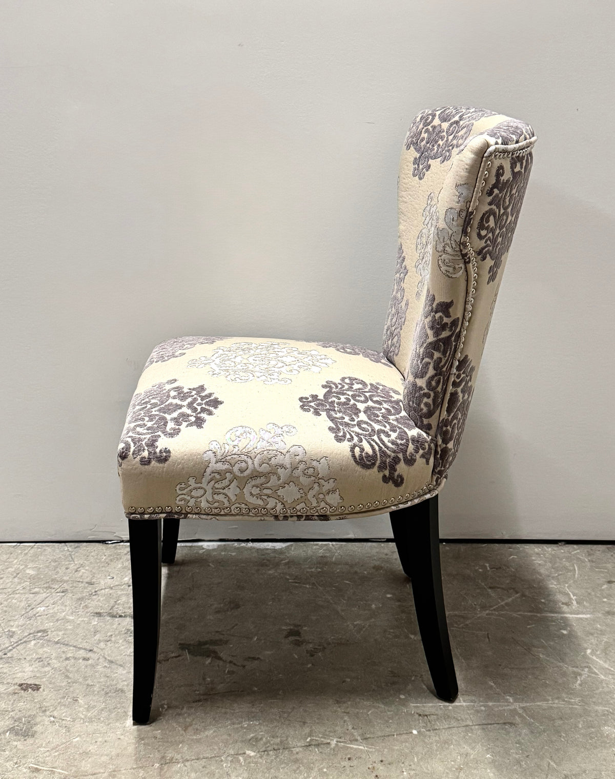 Gray & Silver Damask Dining Chairs Set of 6