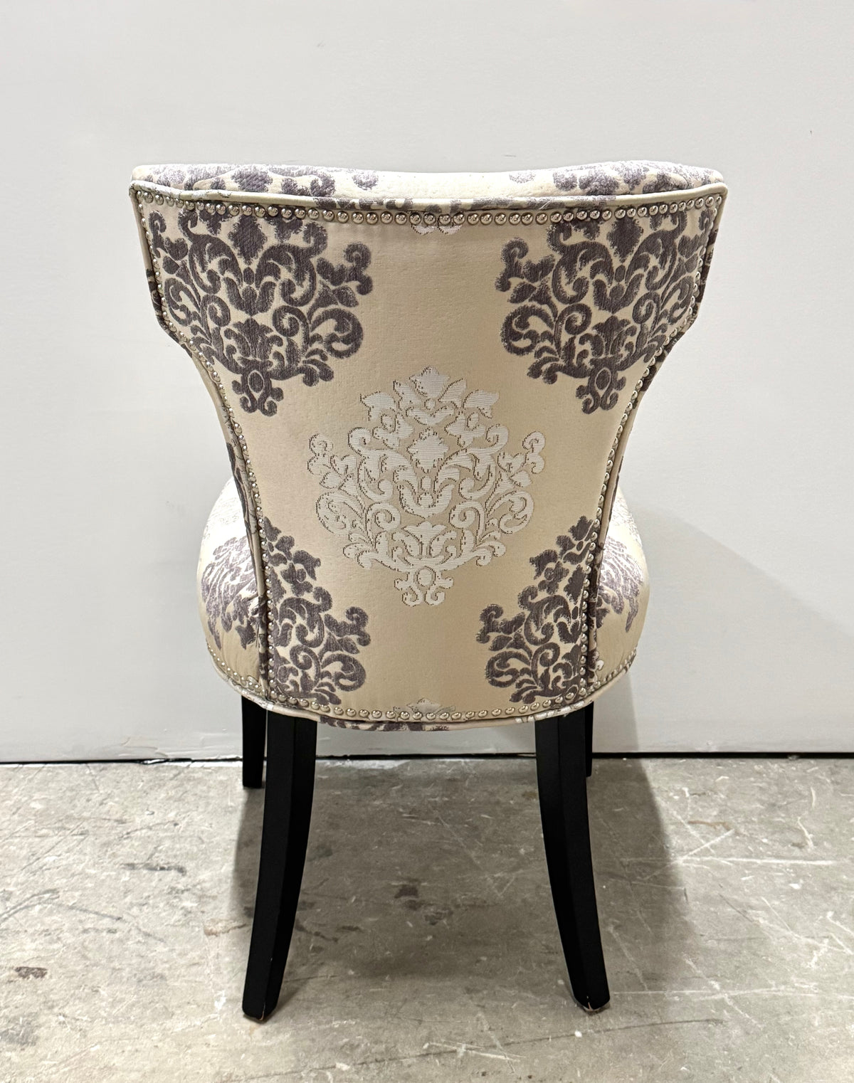 Gray & Silver Damask Dining Chairs Set of 6