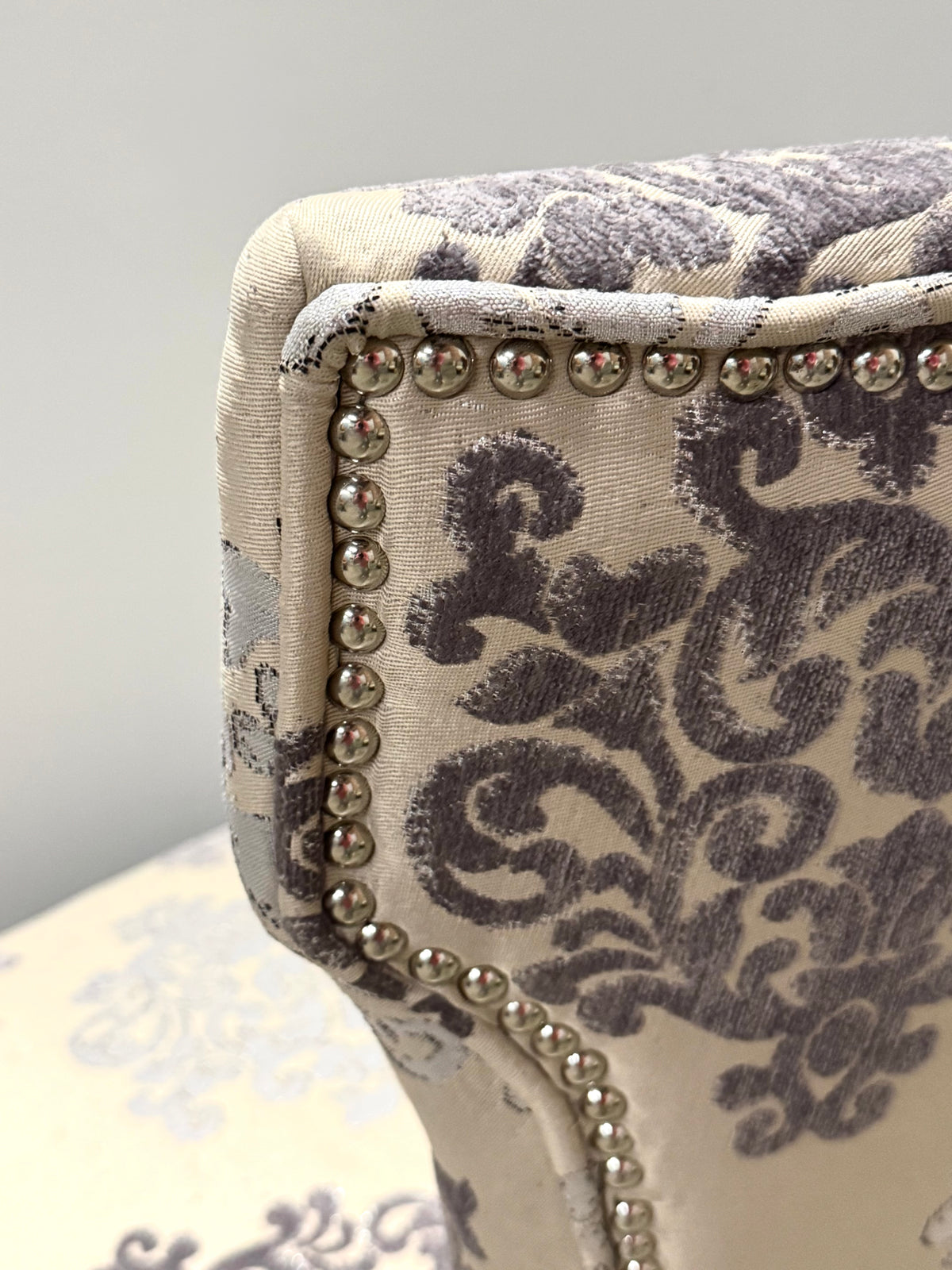 Gray & Silver Damask Dining Chairs Set of 6