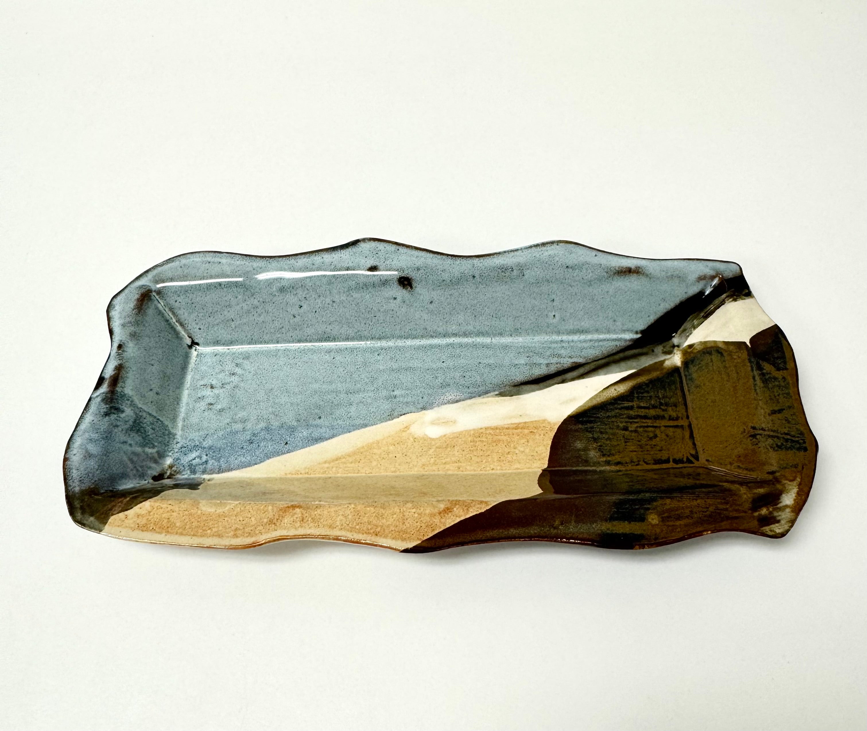 Organic Blue & Brown Sushi Serving Dish