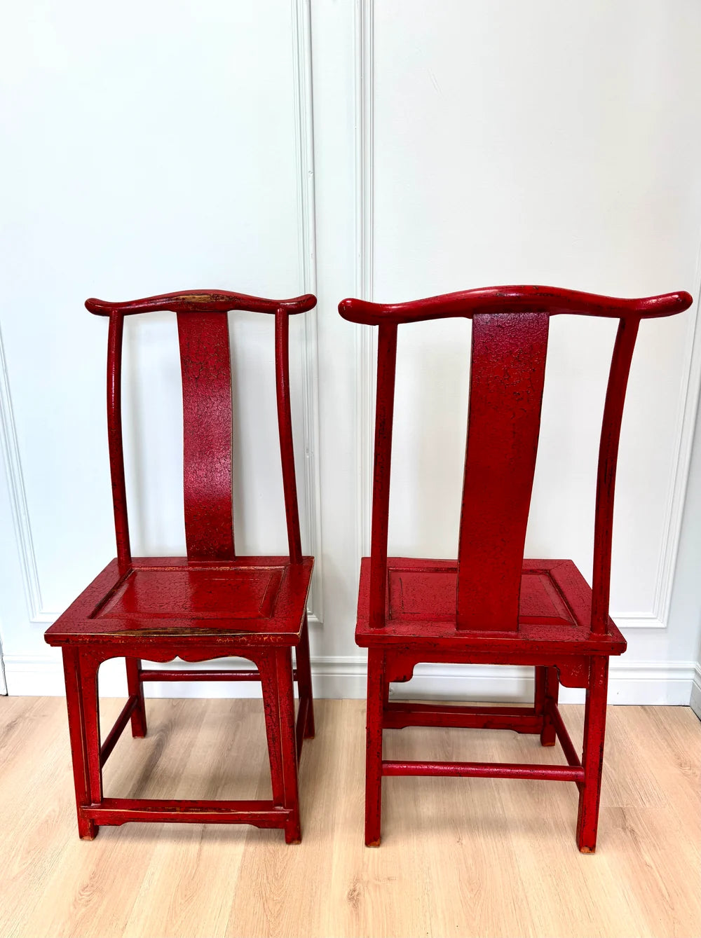 Vintage Distressed Red Ming-style Chairs Set of 2