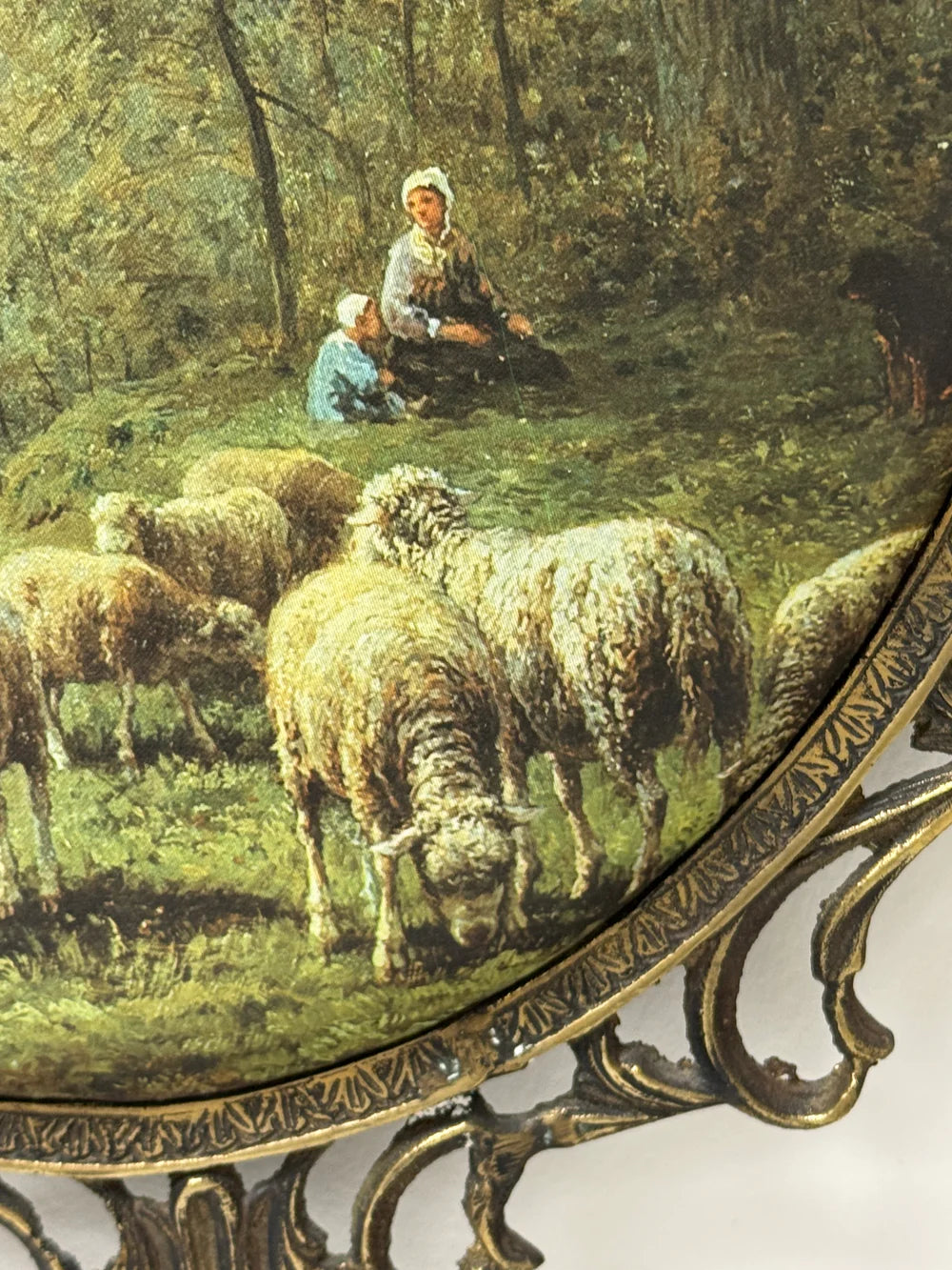 Vintage Padded Silk Framed Pastoral