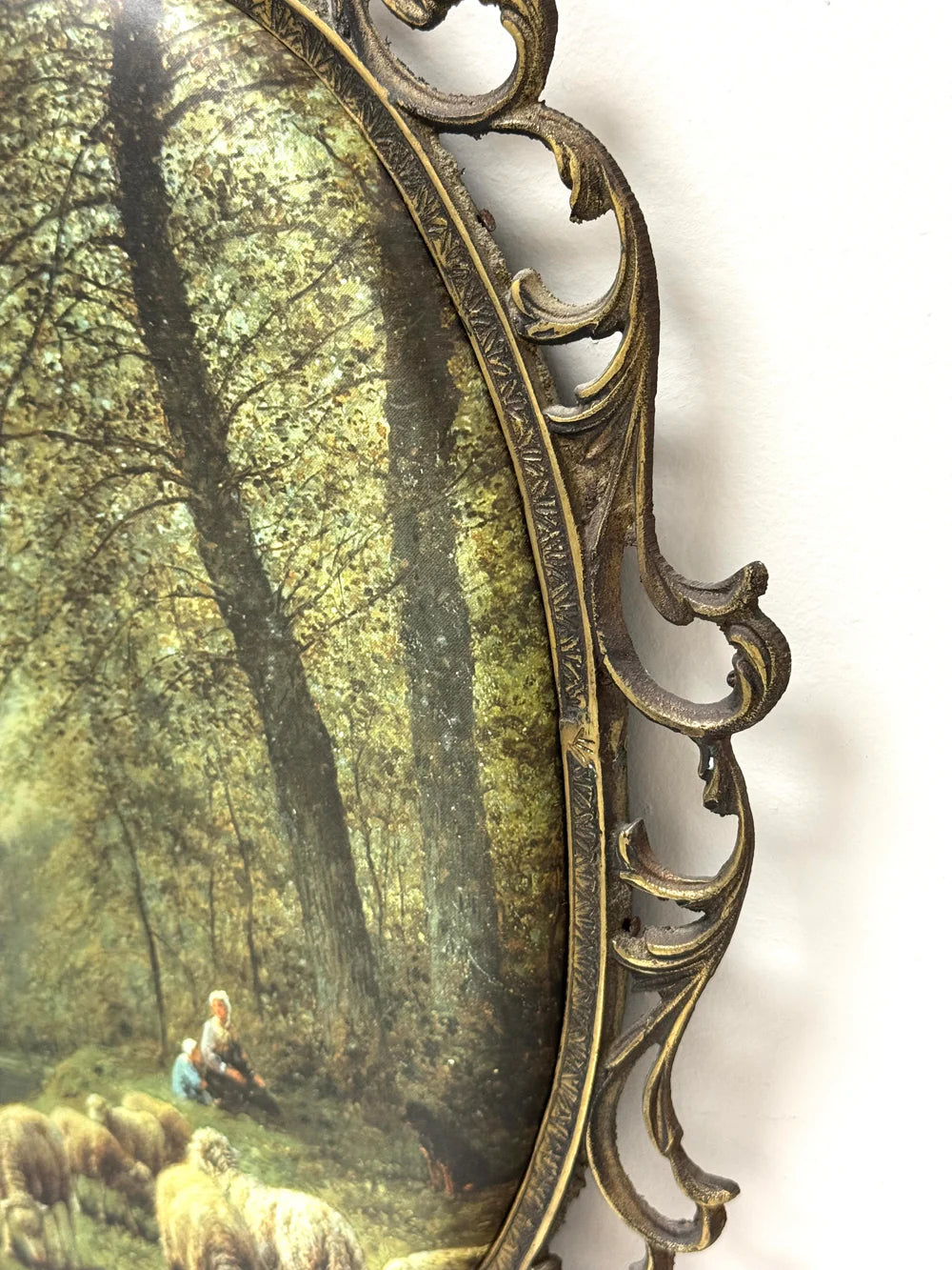 Vintage Padded Silk Framed Pastoral