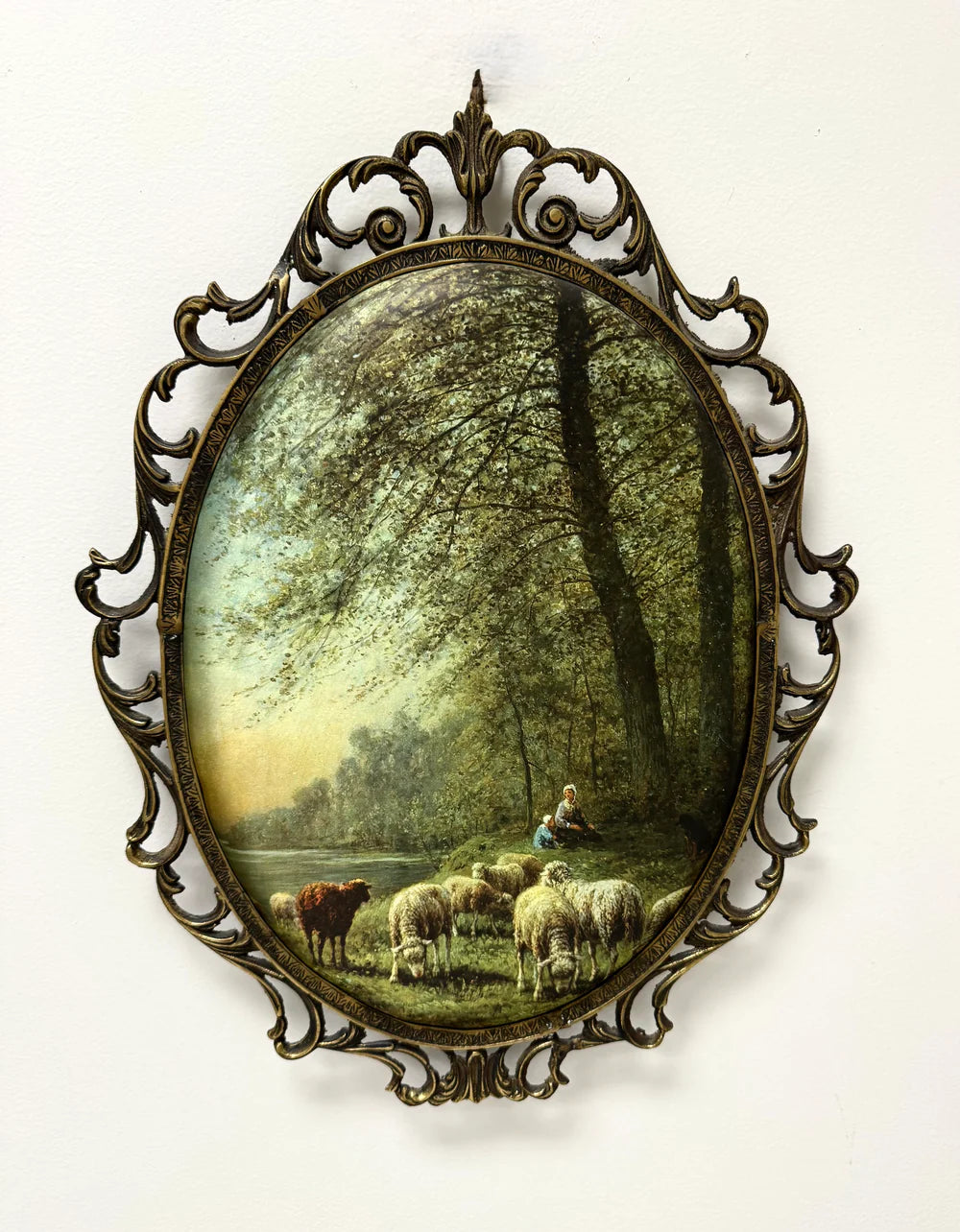 Vintage Padded Silk Framed Pastoral