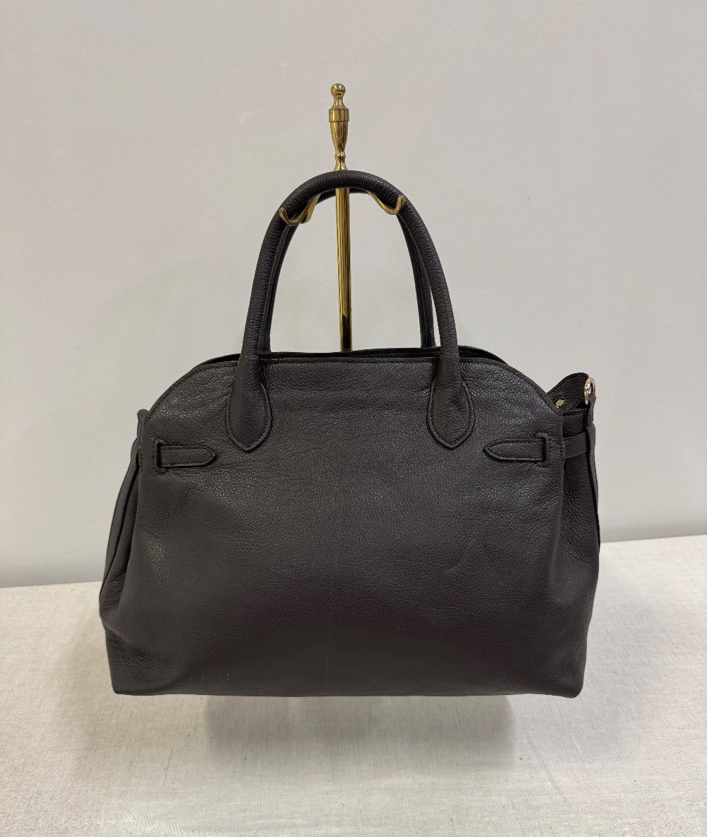Vintage Charcoal Pebble Leather Satchel|1069