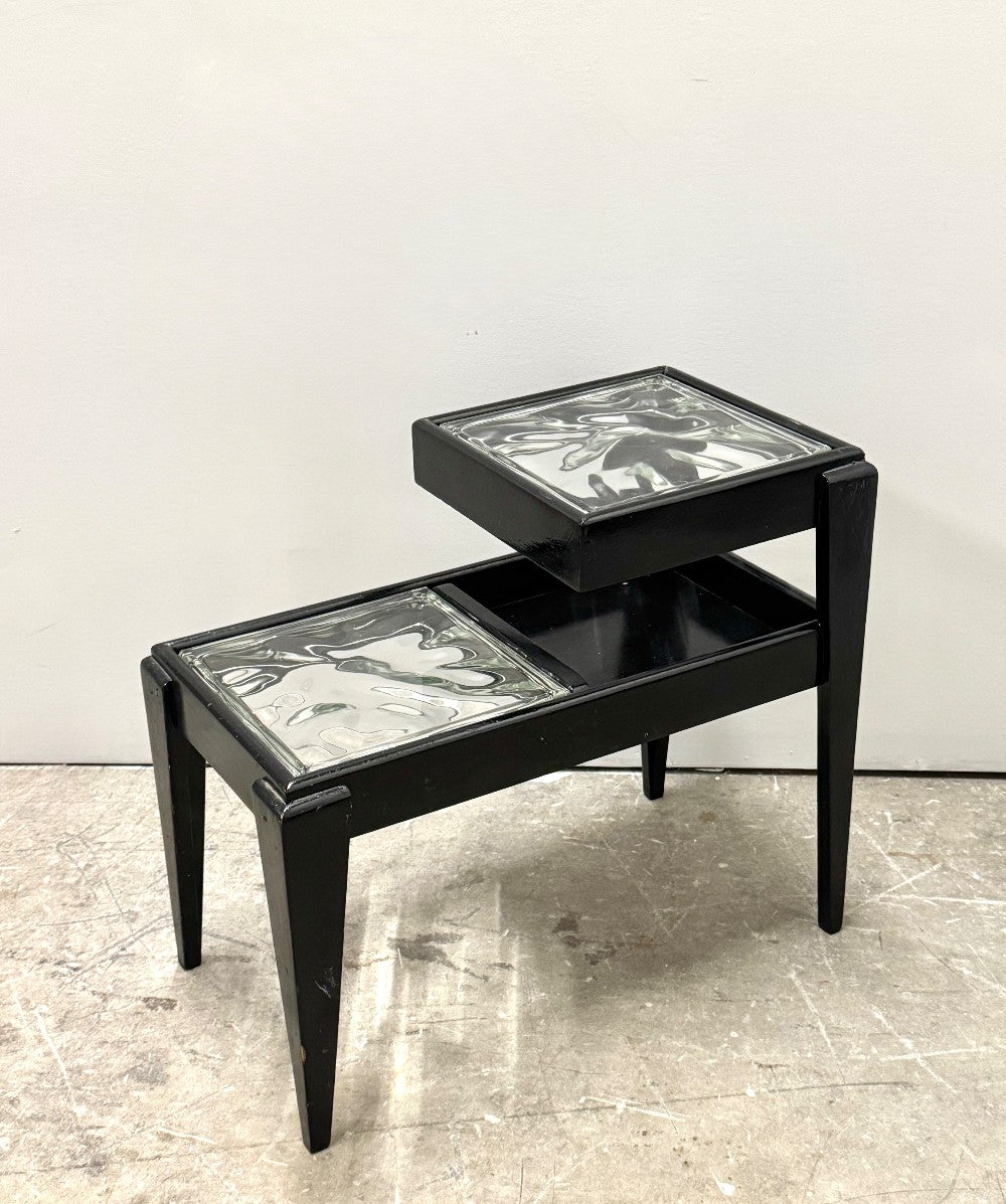 Industrial Loft Glass-block Side Table (27"L x 14-1/4"D x 24"H)|6432