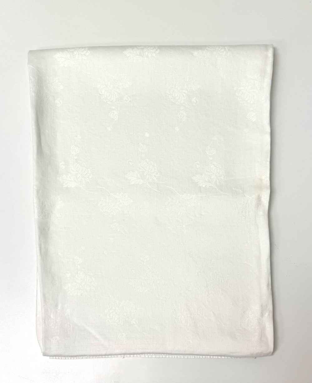 Vintage Floral Vine White Damask 52" x 66" Tablecloth|5111