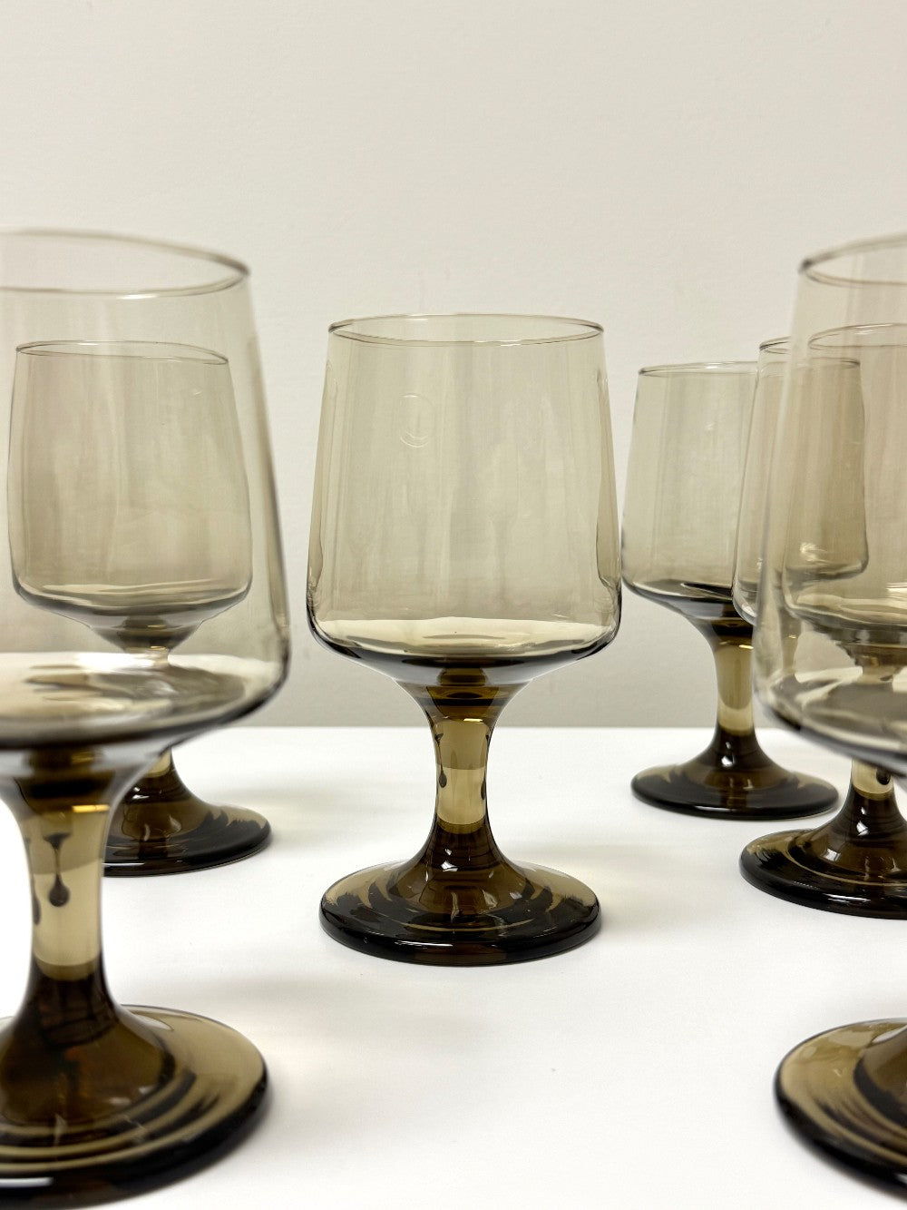 Vintage Tawny Smoke Wine Glasses Set of 6|7474