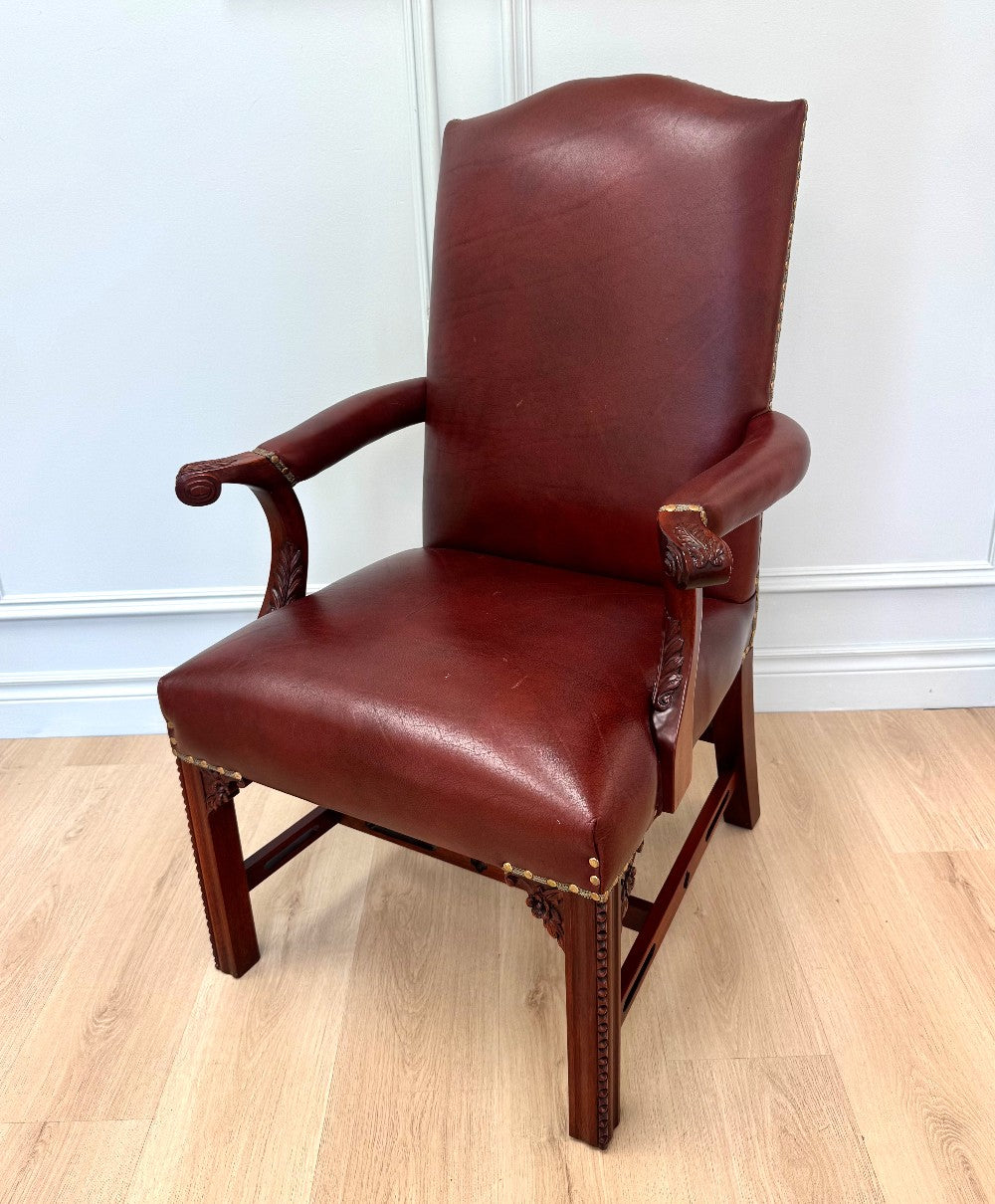Dark Red Leather Executive Office Chair|6549