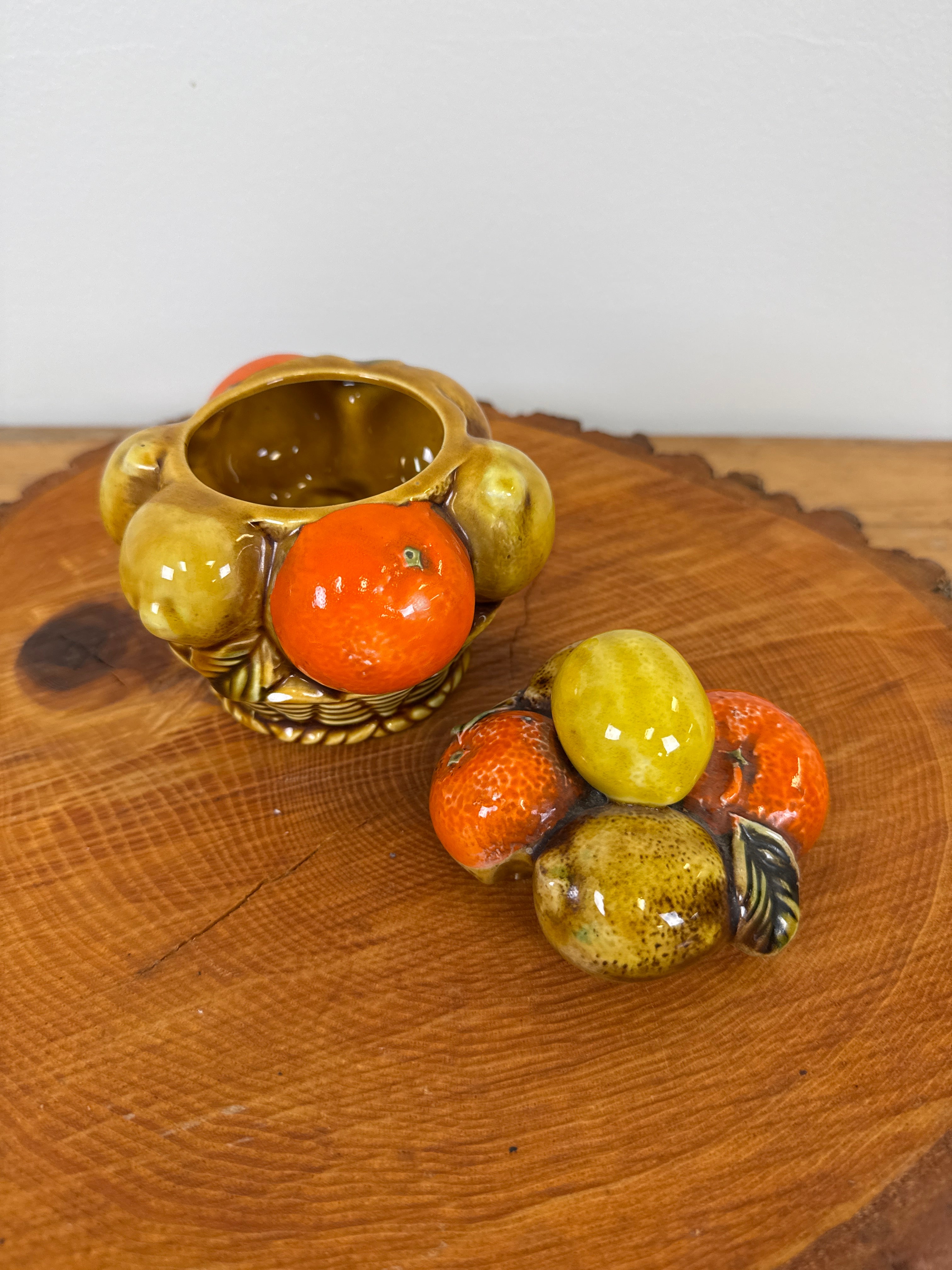 Vintage INARCO Orange Spice Lidded Sugar Bowl