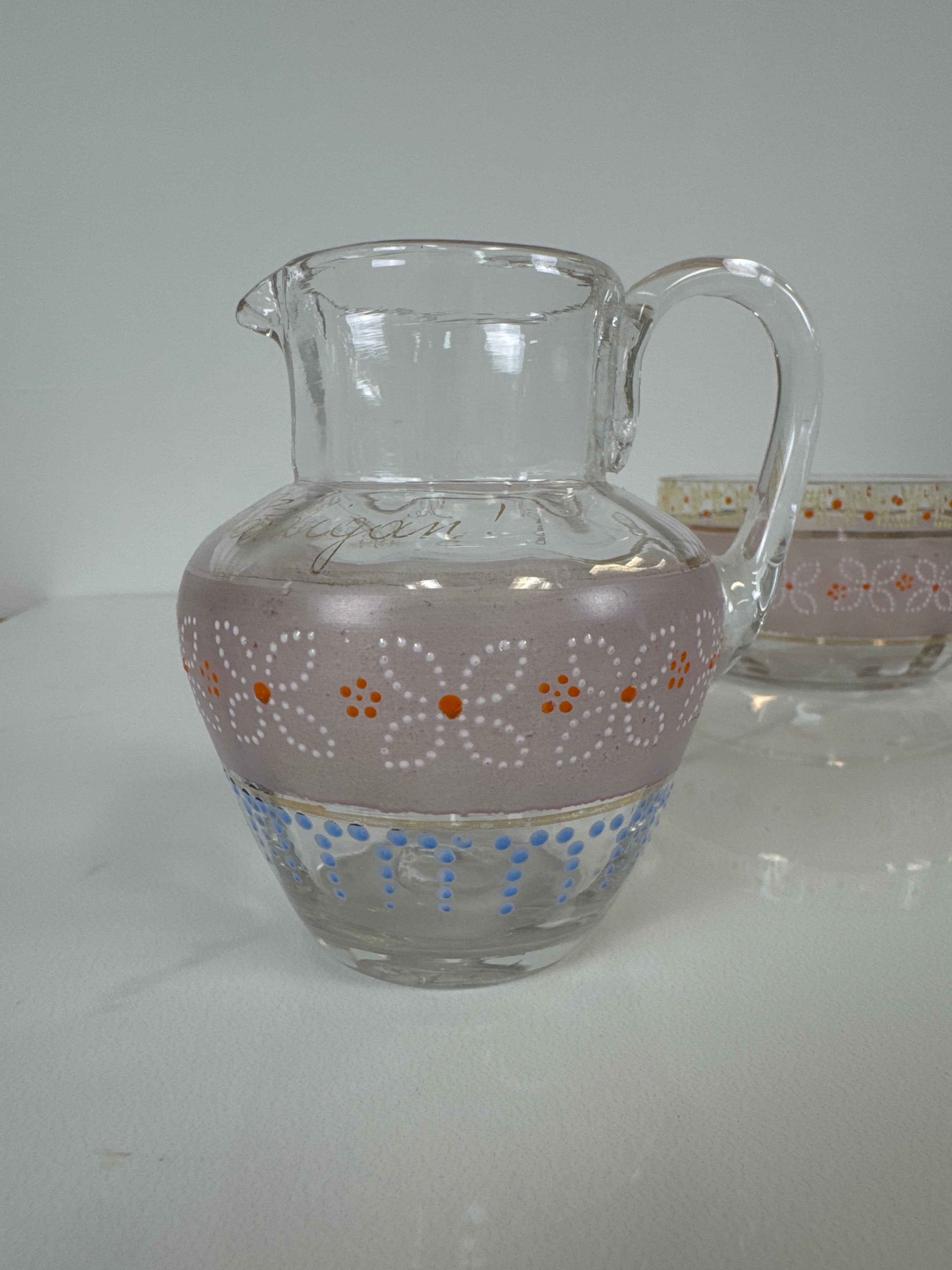 Antique Hand-blown Glass Bowl & Pitcher