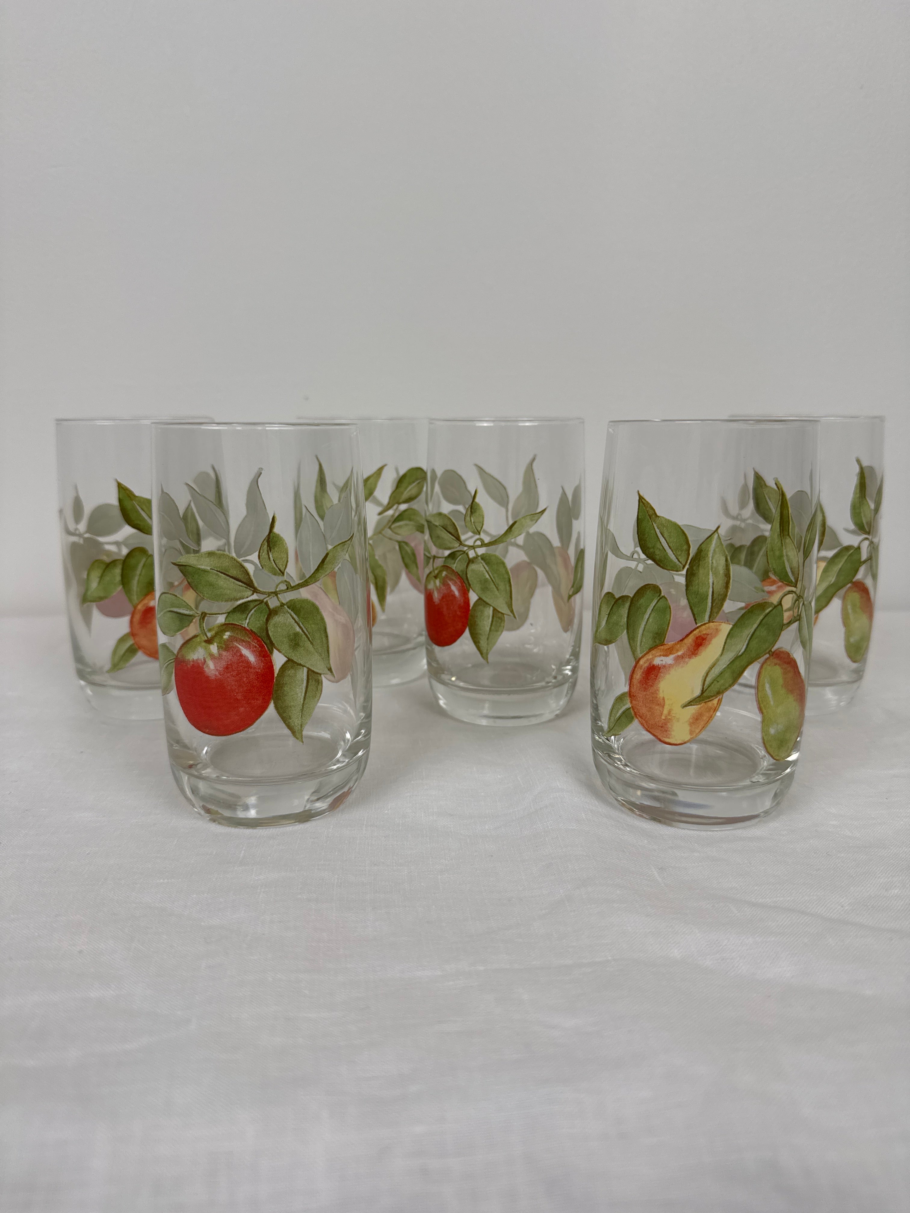 Vintage Fruit Glasses Set of 6
